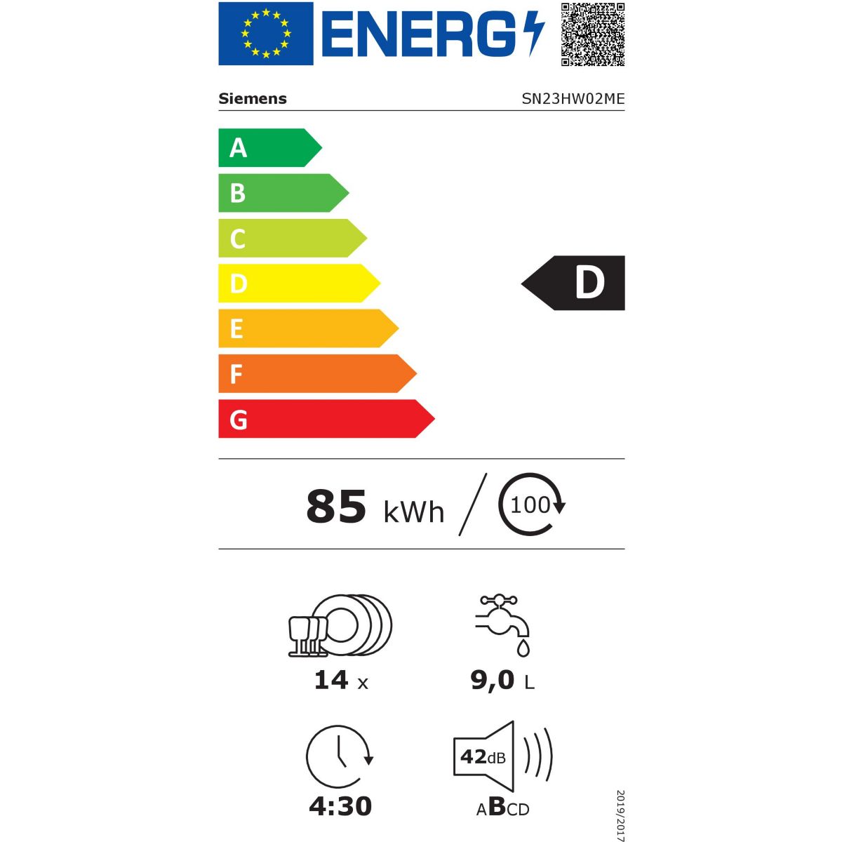 Lave vaisselle 60 cm SN23HW02ME série iQ300 varioSpeed Plus couleur unique, SIEMENS
