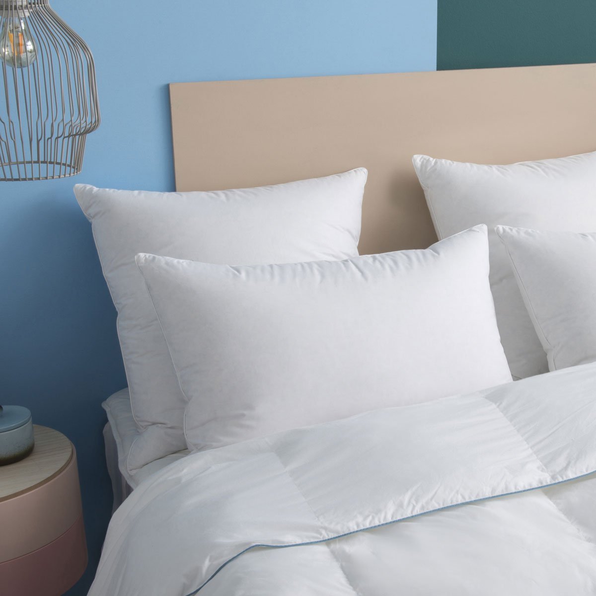 Oreiller MEDIUM 70% Duvet - 3 compartiments - Coton - Auguste blanc, WAKE ME GREEN