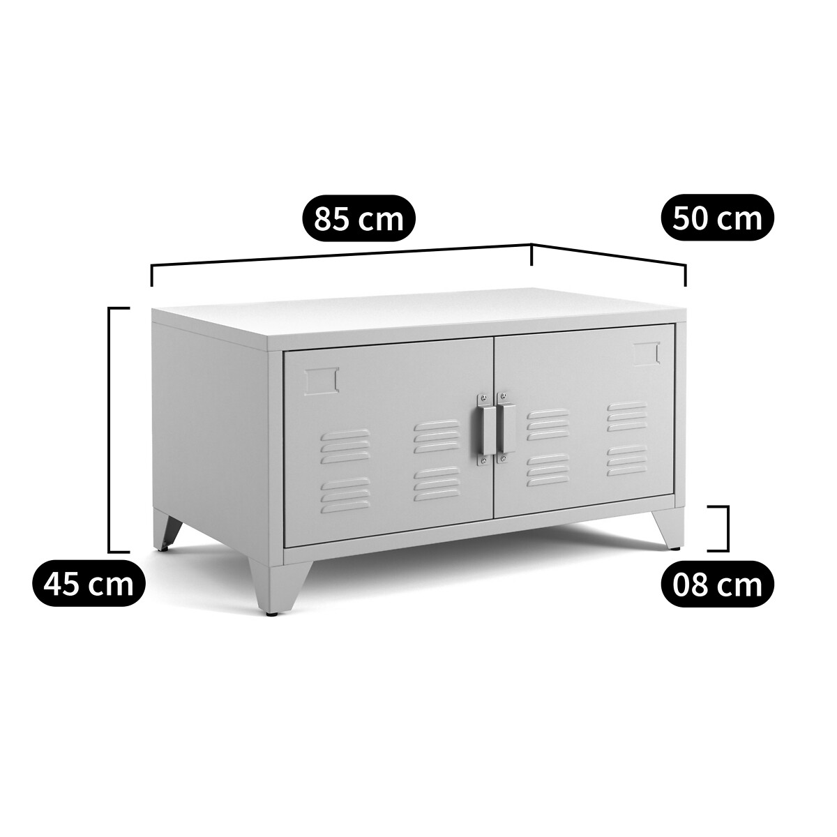 Meuble bas 2 portes en métal acier, Hiba bleu de prusse, LA REDOUTE INTERIEURS