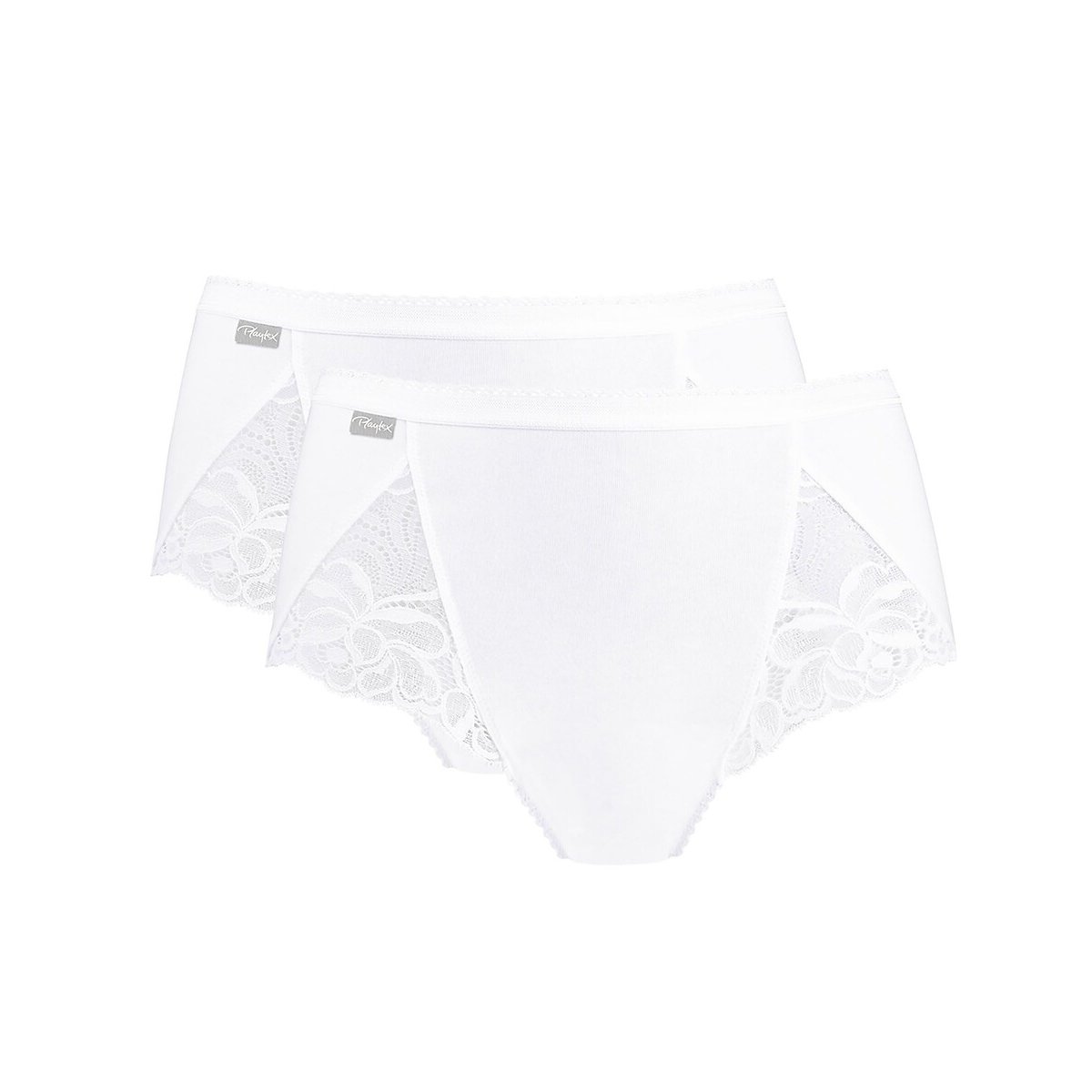 Set van 2 midi slips in katoen en kant wit, PLAYTEX