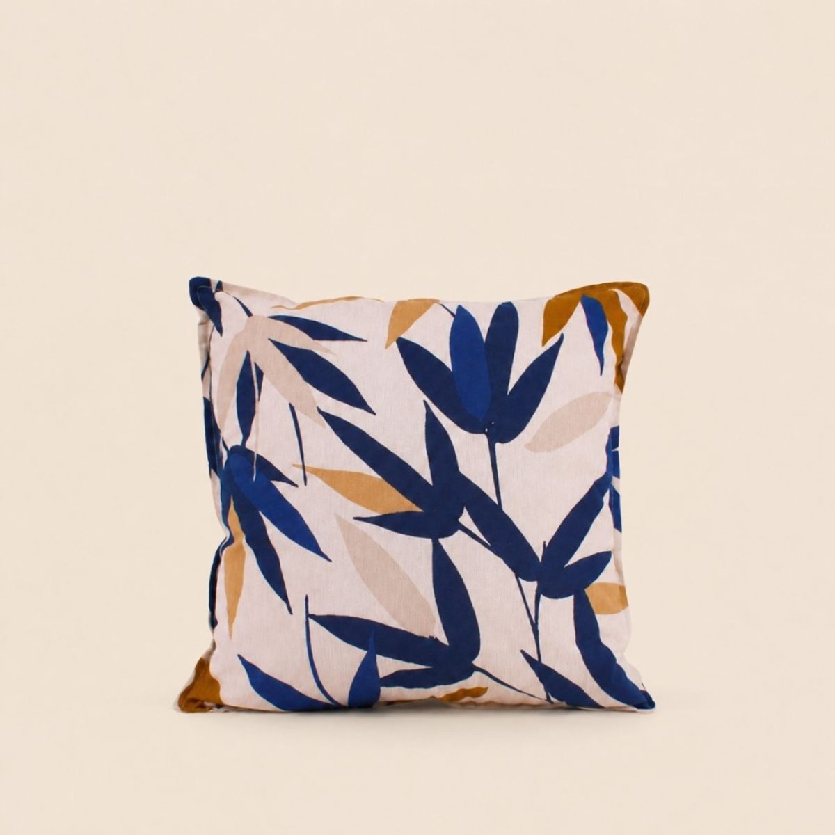 Coussin imprimé feuillage 40x40cm beige, ORNAMI