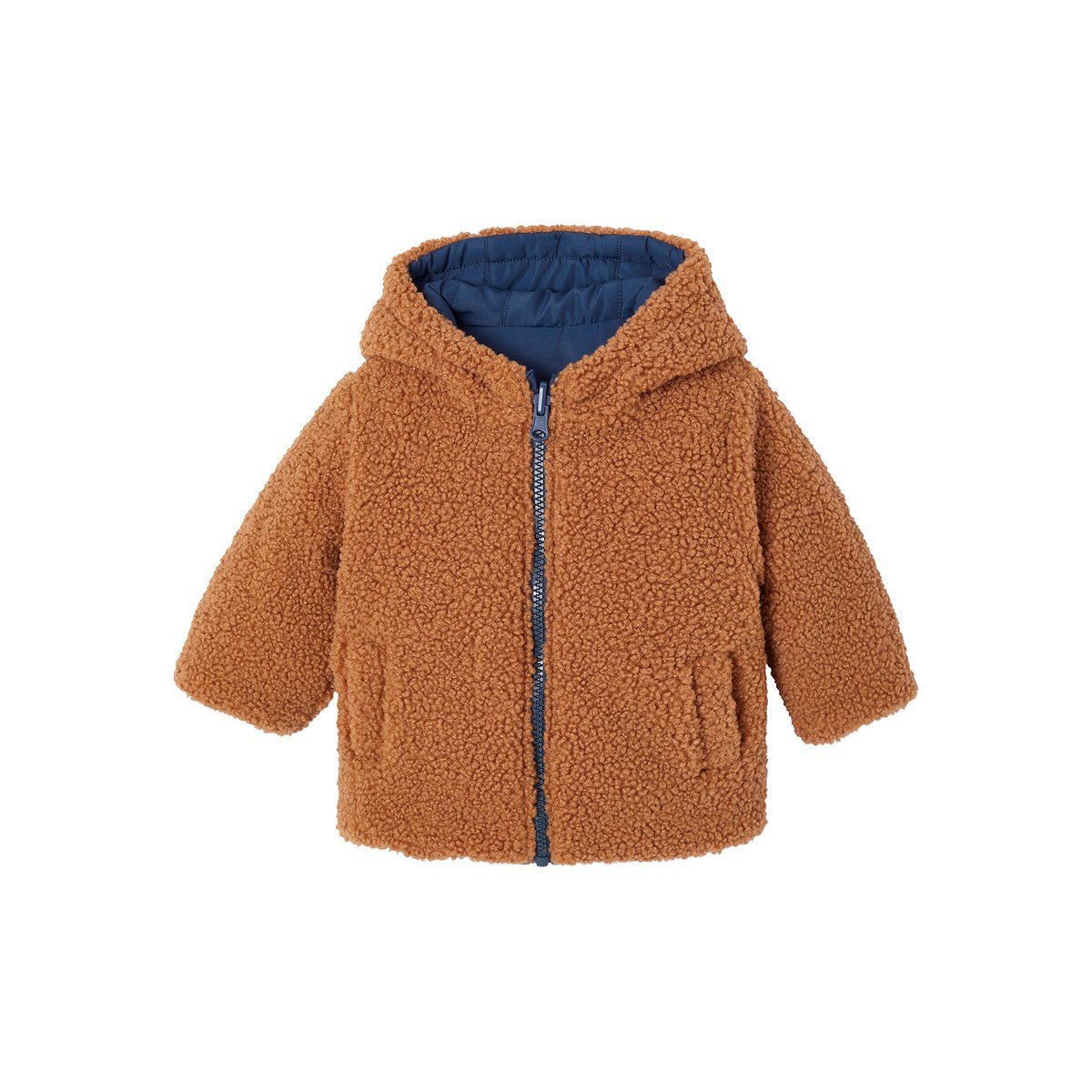 Doudoune à capuche bébé réversible marine, VERTBAUDET