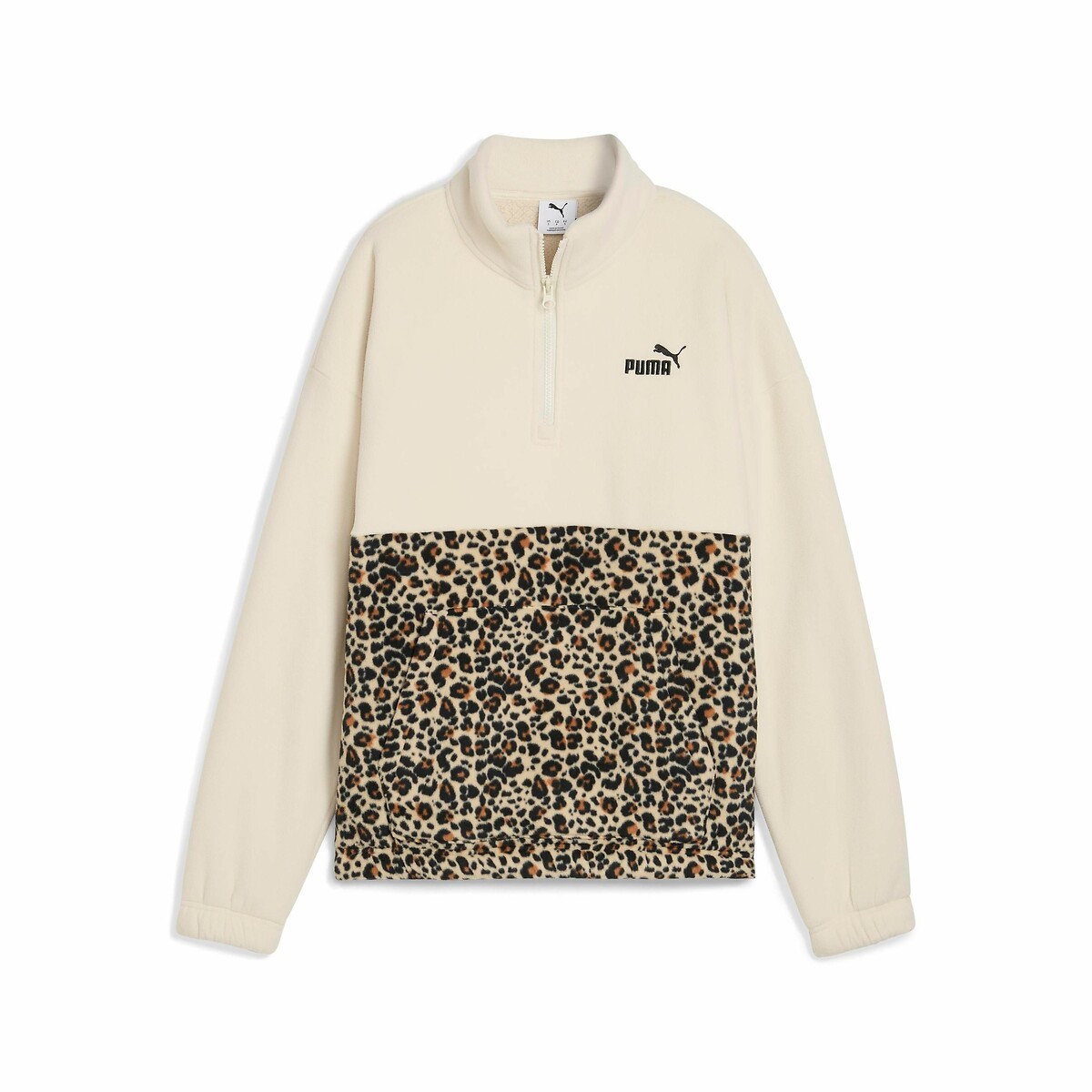 Essential Graphic Zip-Up Sweatshirt in Leopard Print beige/leopard print, PUMA