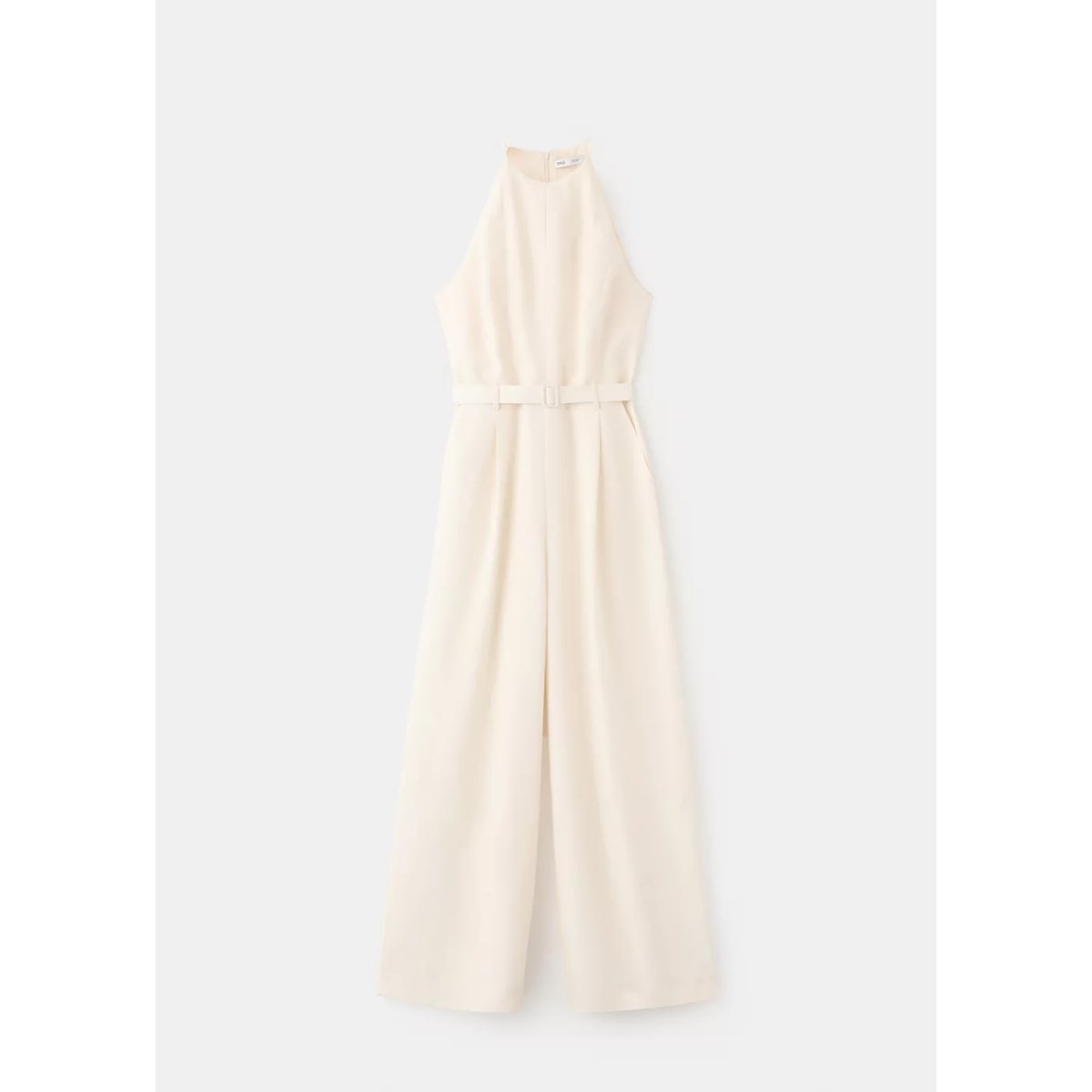 Combinaison halter détail ceinture écru, MANGO
