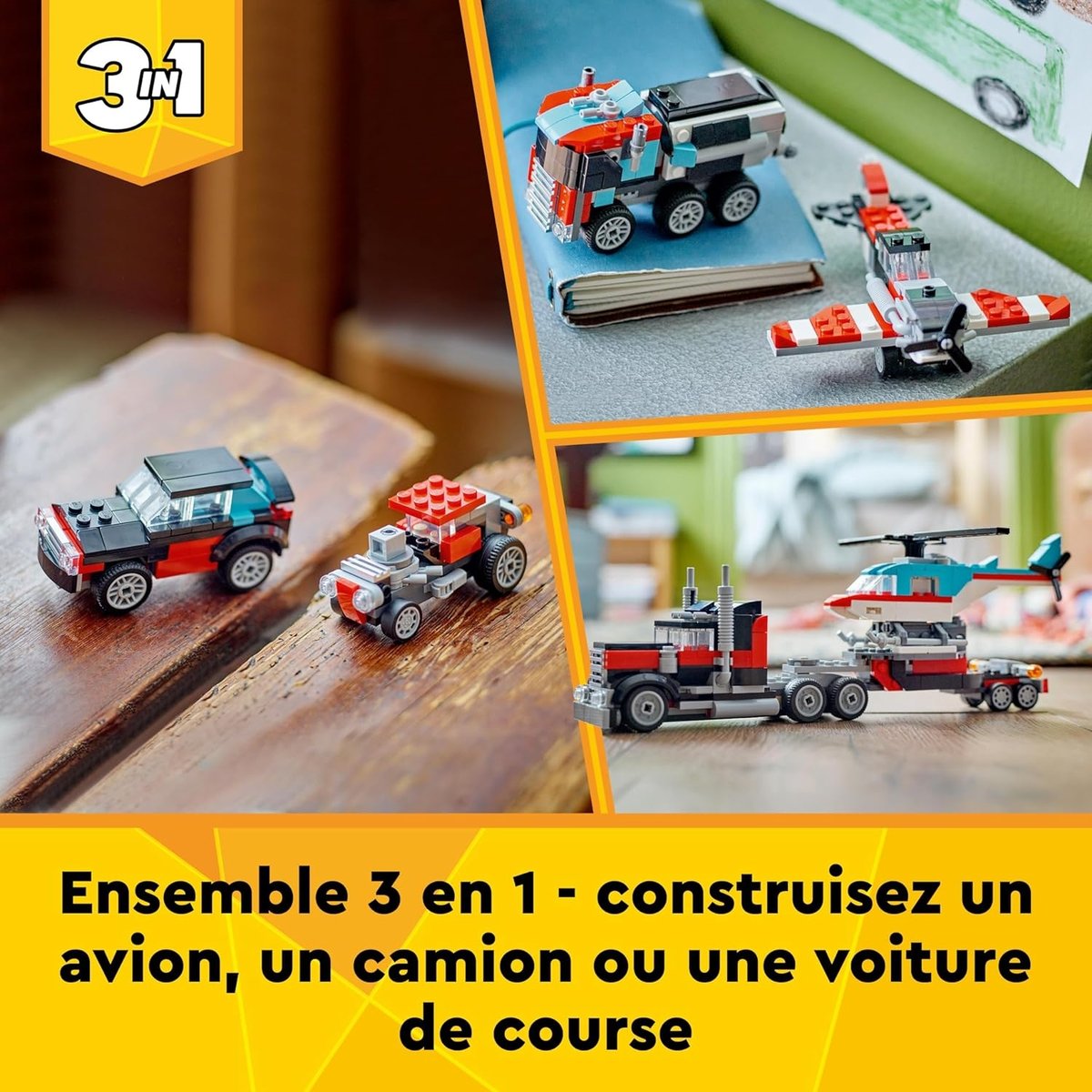 LEGO Creator - Le camion remorque avec hélicoptère - 31146 multicolore, LEGO