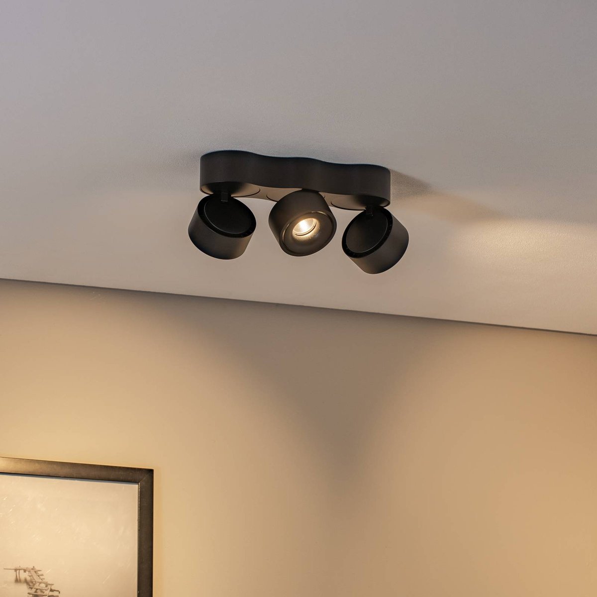 Plafonnier en aluminium moderneLED, Rotari noir, ARCCHIO