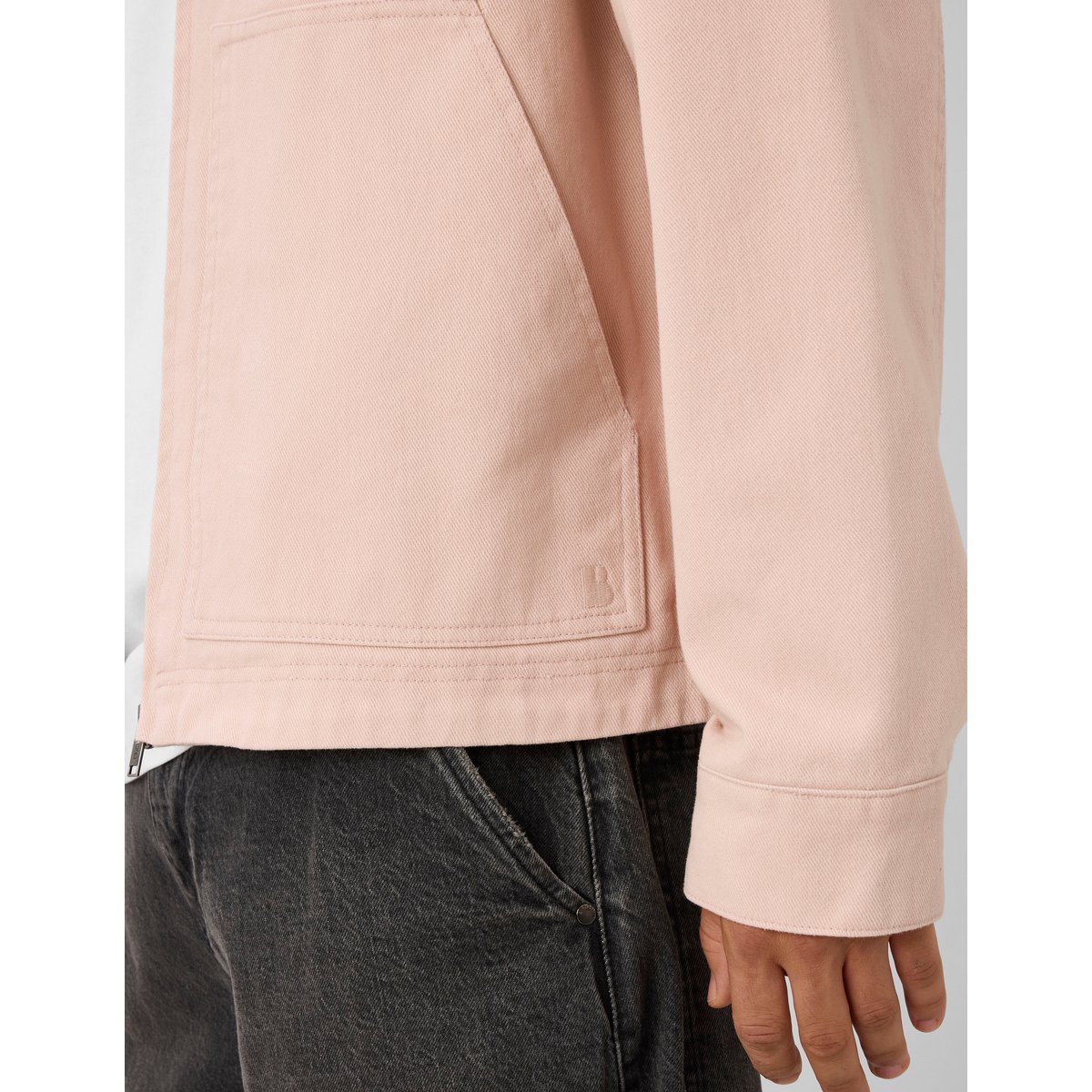 Veste zippée unie col velours rose pâle, BZB
