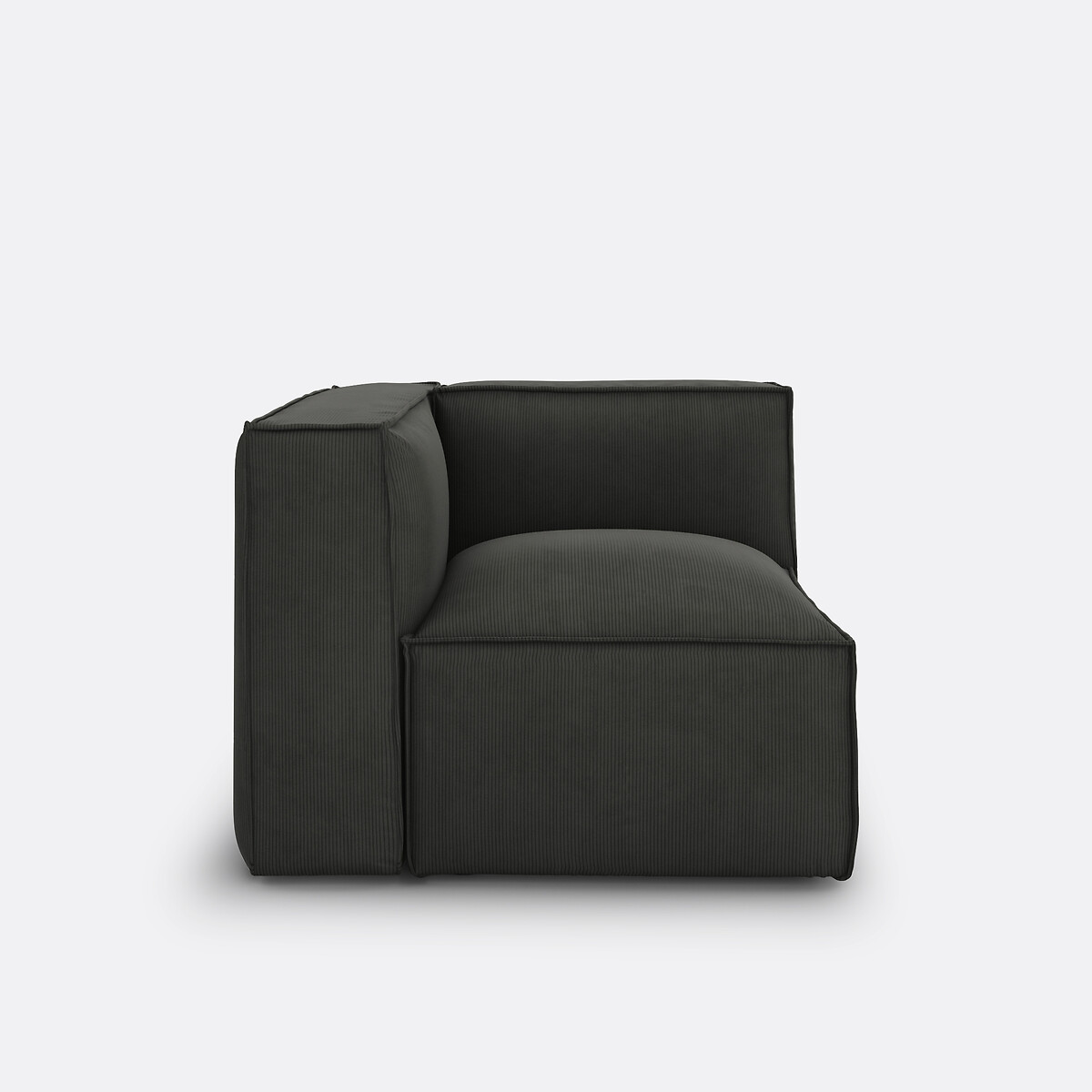 Elément d'angle pour canapé modulable, en velours côtelé fines côtes, SEVEN gris, LA REDOUTE INTERIEURS