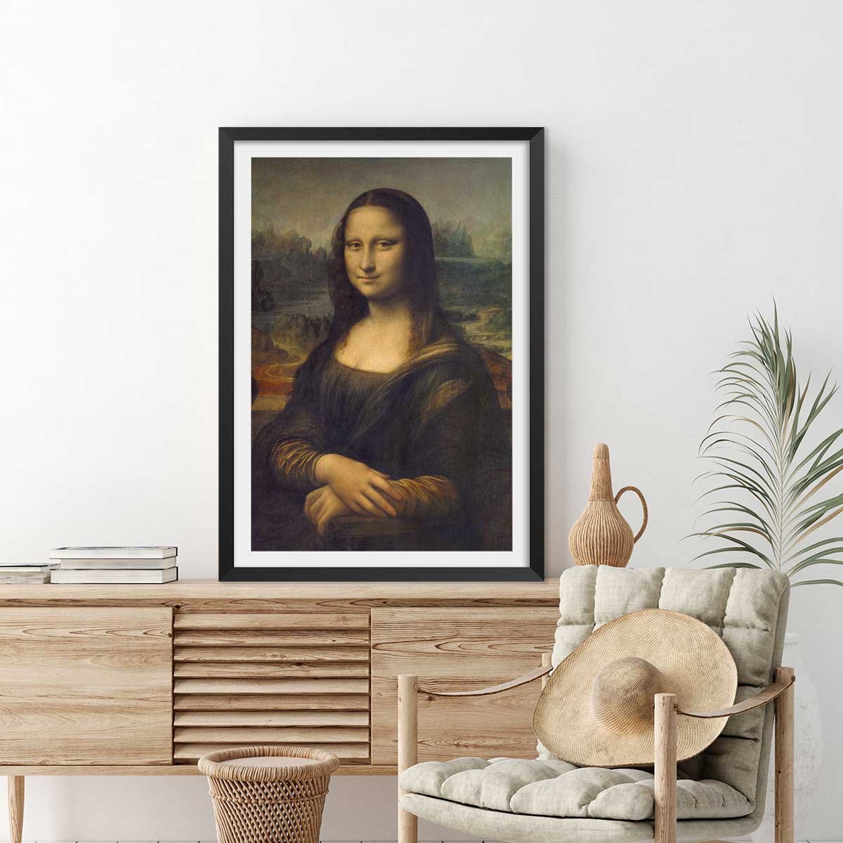 Affiche La joconde par Leonard De Vinci affiche + cadre en bois - noir, HEXOA