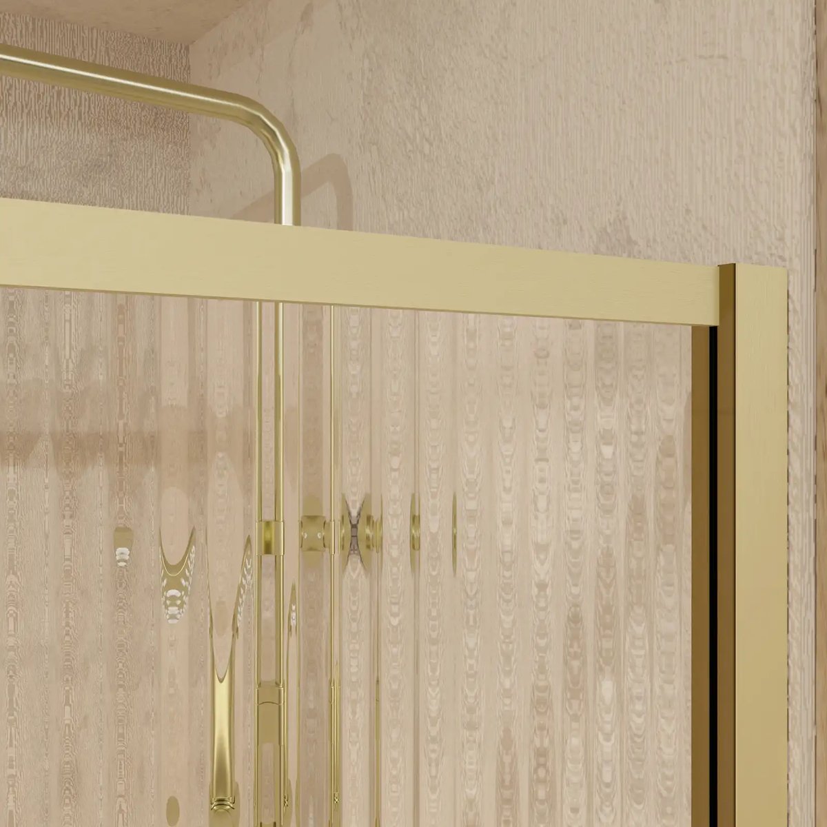 Paroi de douche en verre cannelé doré brossé doré, HOME MAISON
