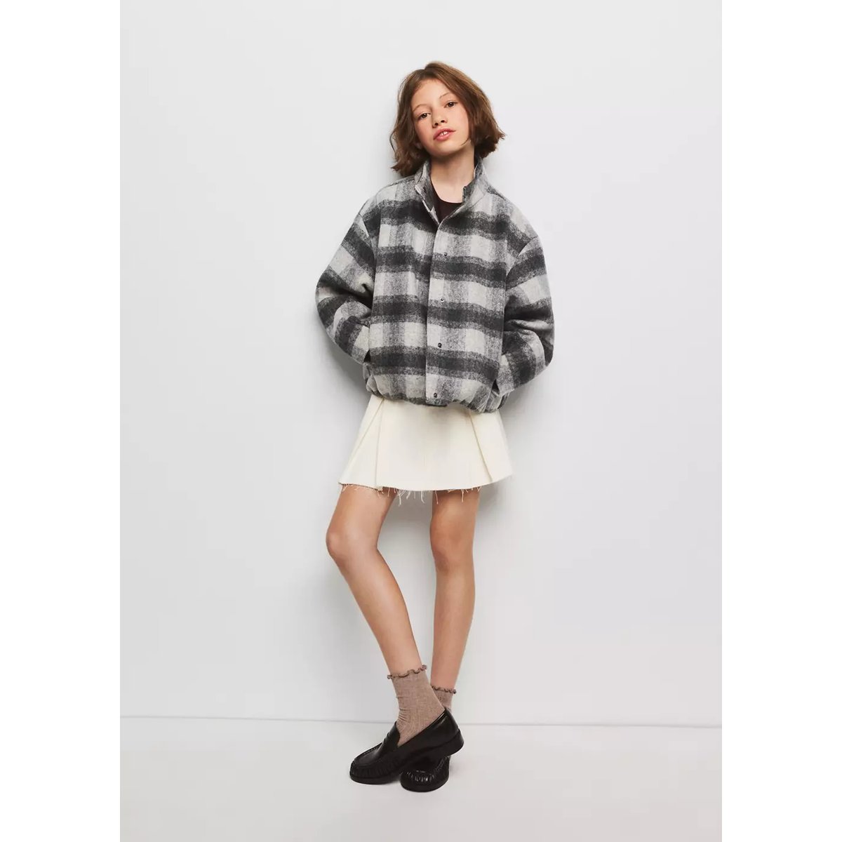 Veste bomber carreaux gris, MANGO KIDS