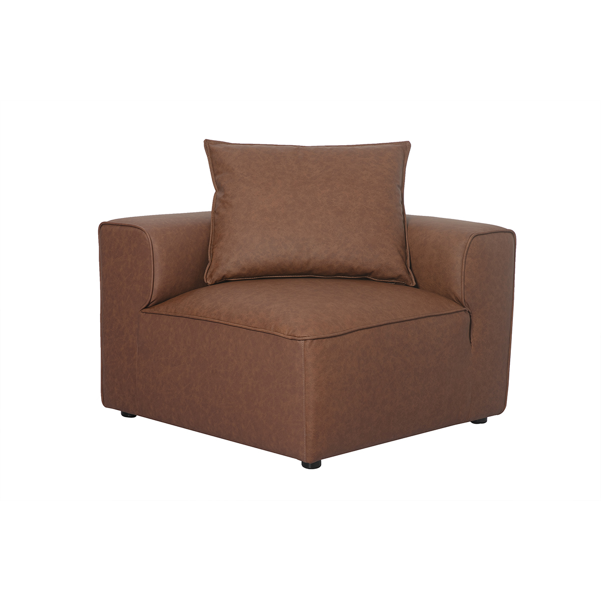 Module d'angle gauche pour canapé en cuir marron FERGUS marron, MILIBOO