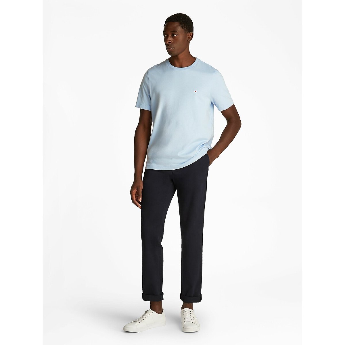 Maglietta dritta spessa blu pallido, TOMMY HILFIGER