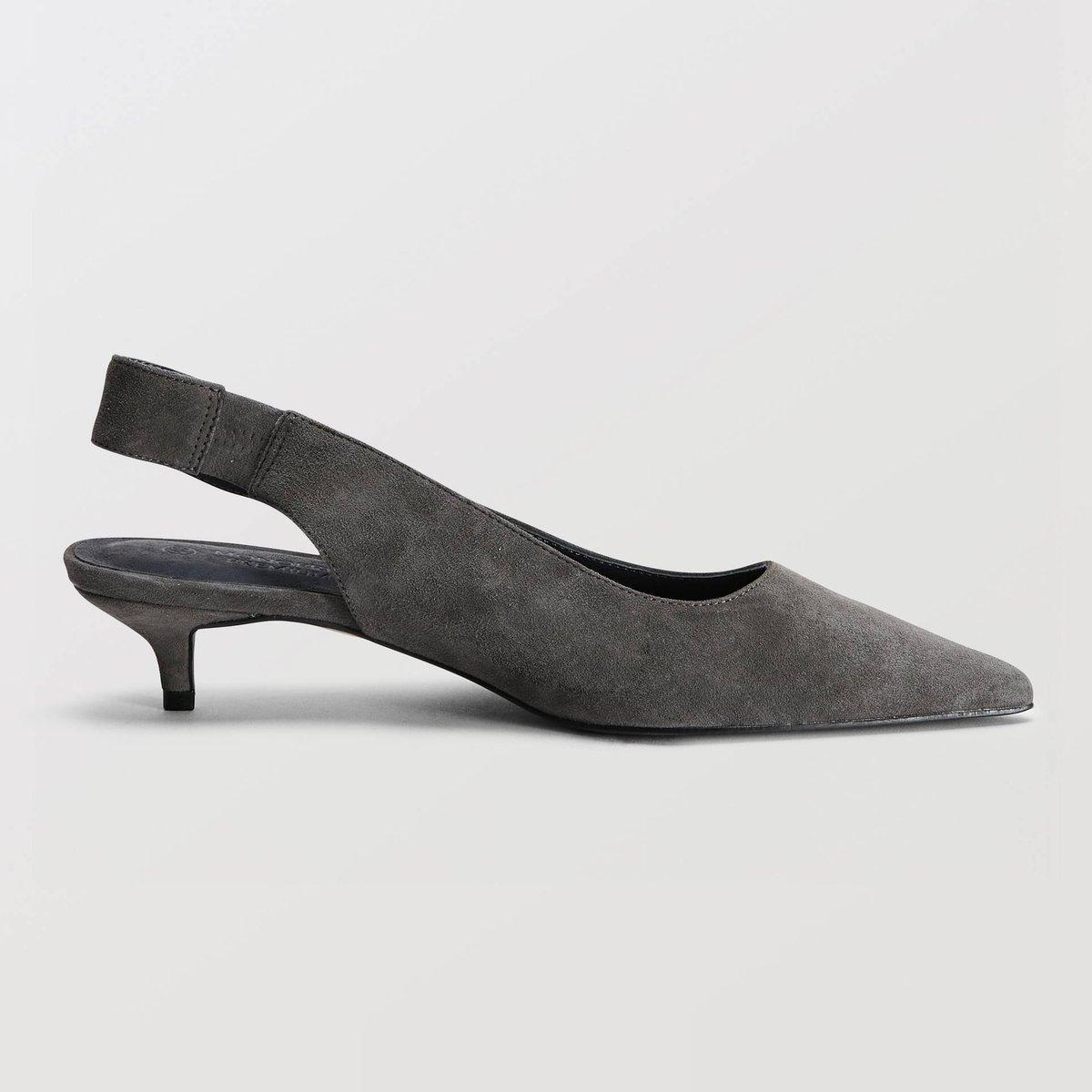 Slingback en croûte de cuir titane, MONOPRIX