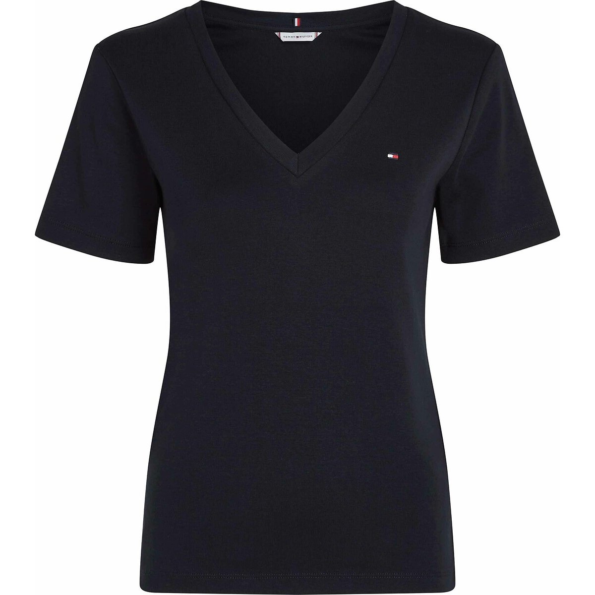T-shirt scollo a v maniche corte navy, TOMMY HILFIGER