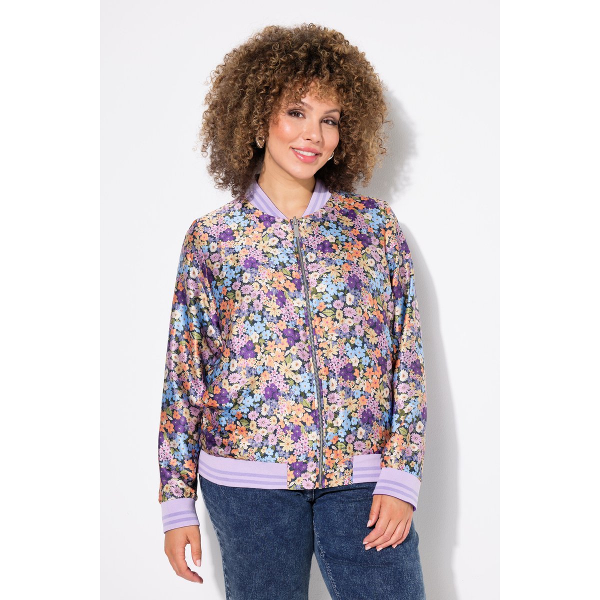 Blouson réversible, uni/à fleurs marine, ULLA POPKEN