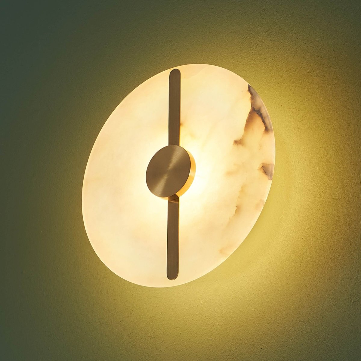 Applique LED disque en albâtre - LUNÉA laiton et blanc, KOSILUM