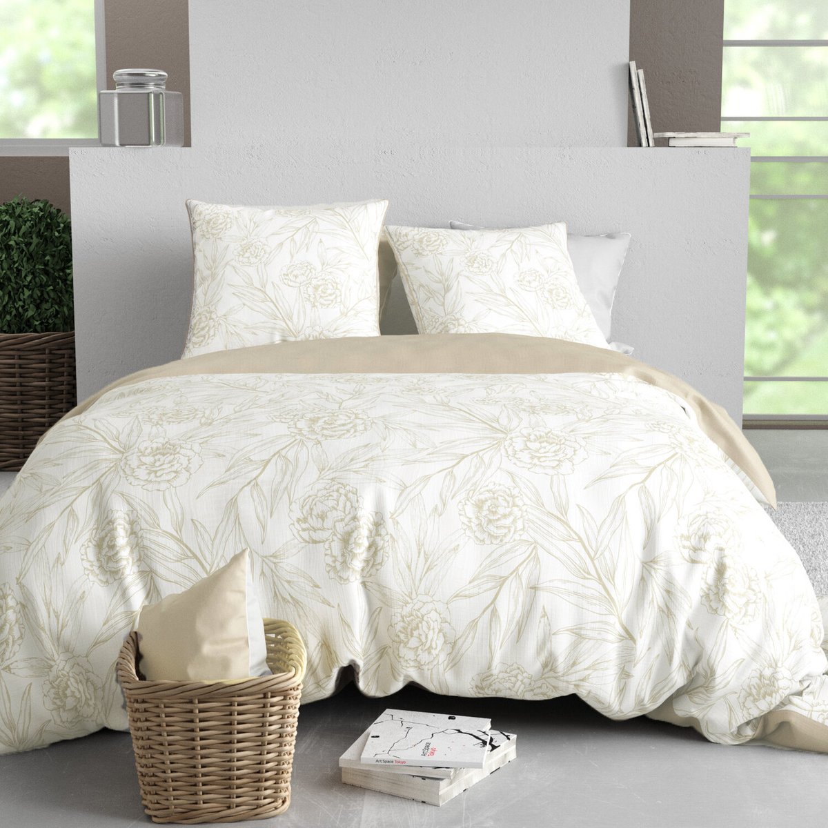 Parure housse de couette en coton imprimée, Suzanne imprime, C DESIGN HOME TEXTILE
