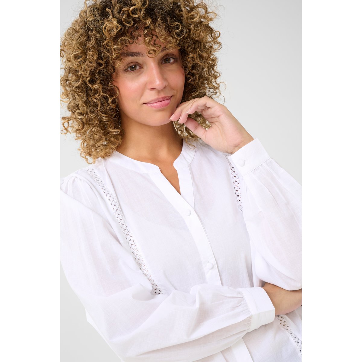 Blouse with long sleeve blanc snow white, CREAM