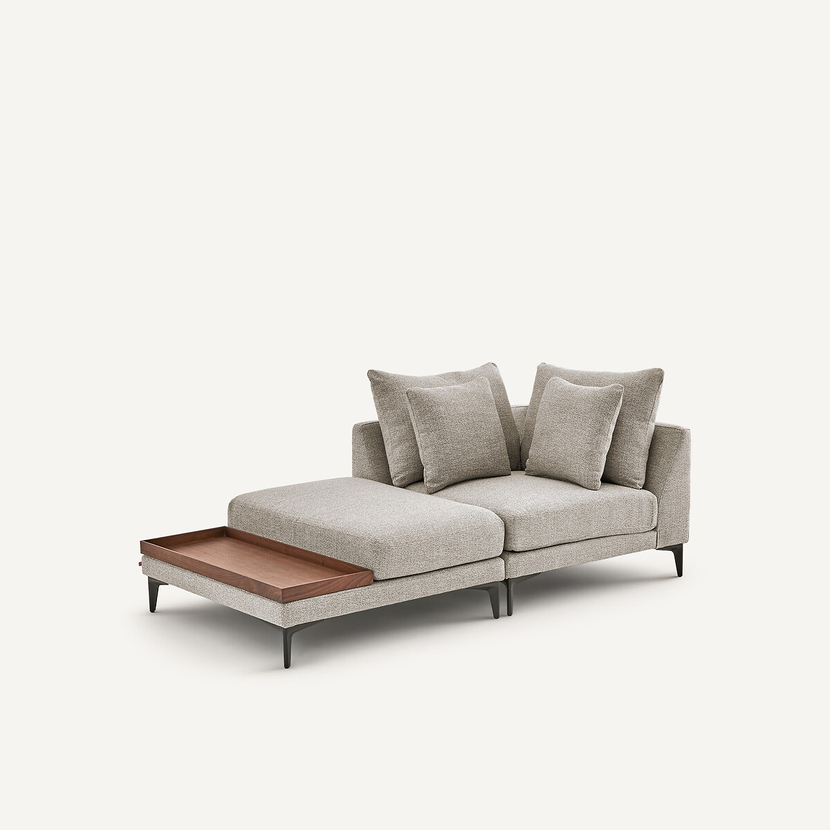 Canapé d'angle en mélange texturé, MODERNISTE beige, EMMANUEL GALLINA X AM.PM