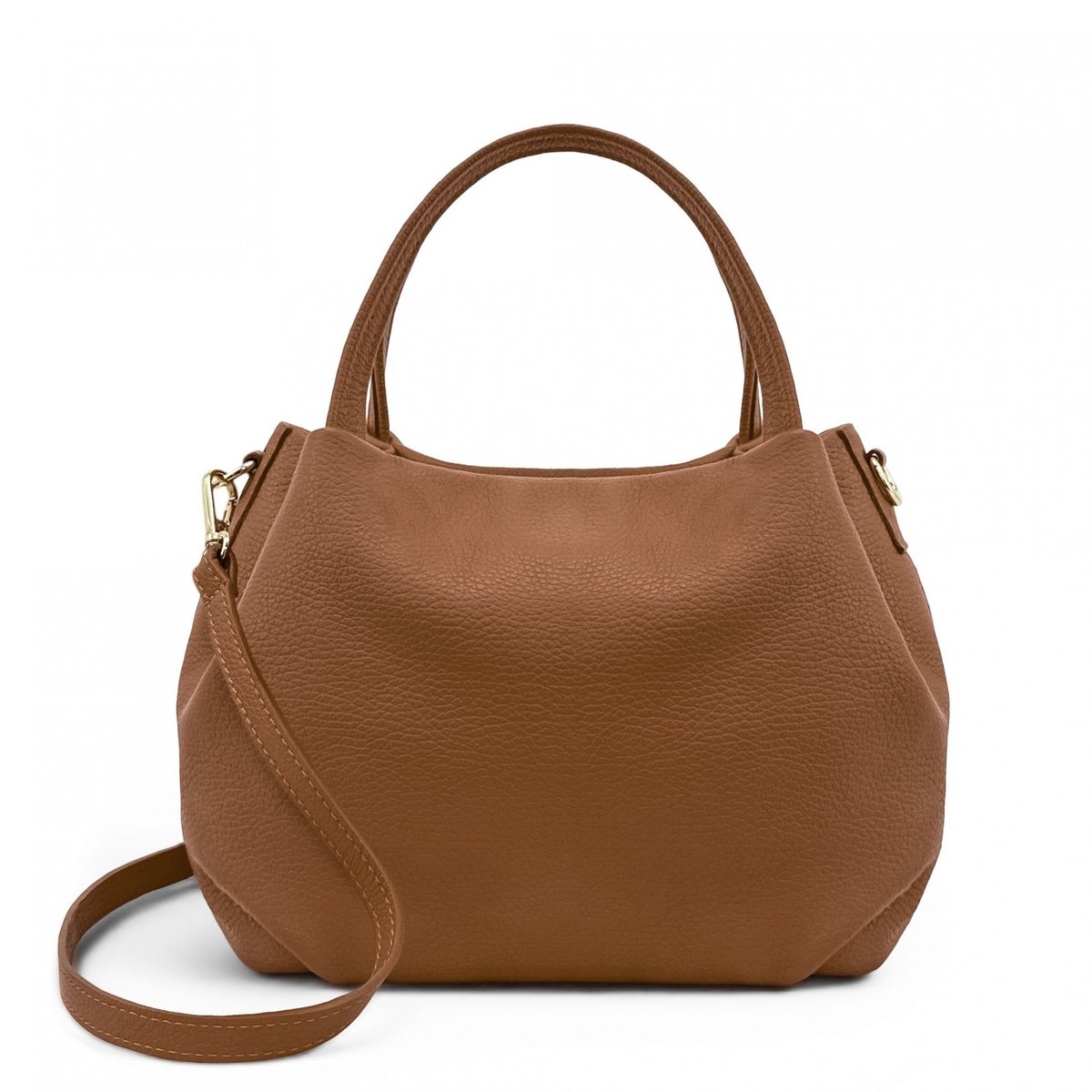 Sac à main en cuir grainé italien BUBBLE cognac, OH MY BAG