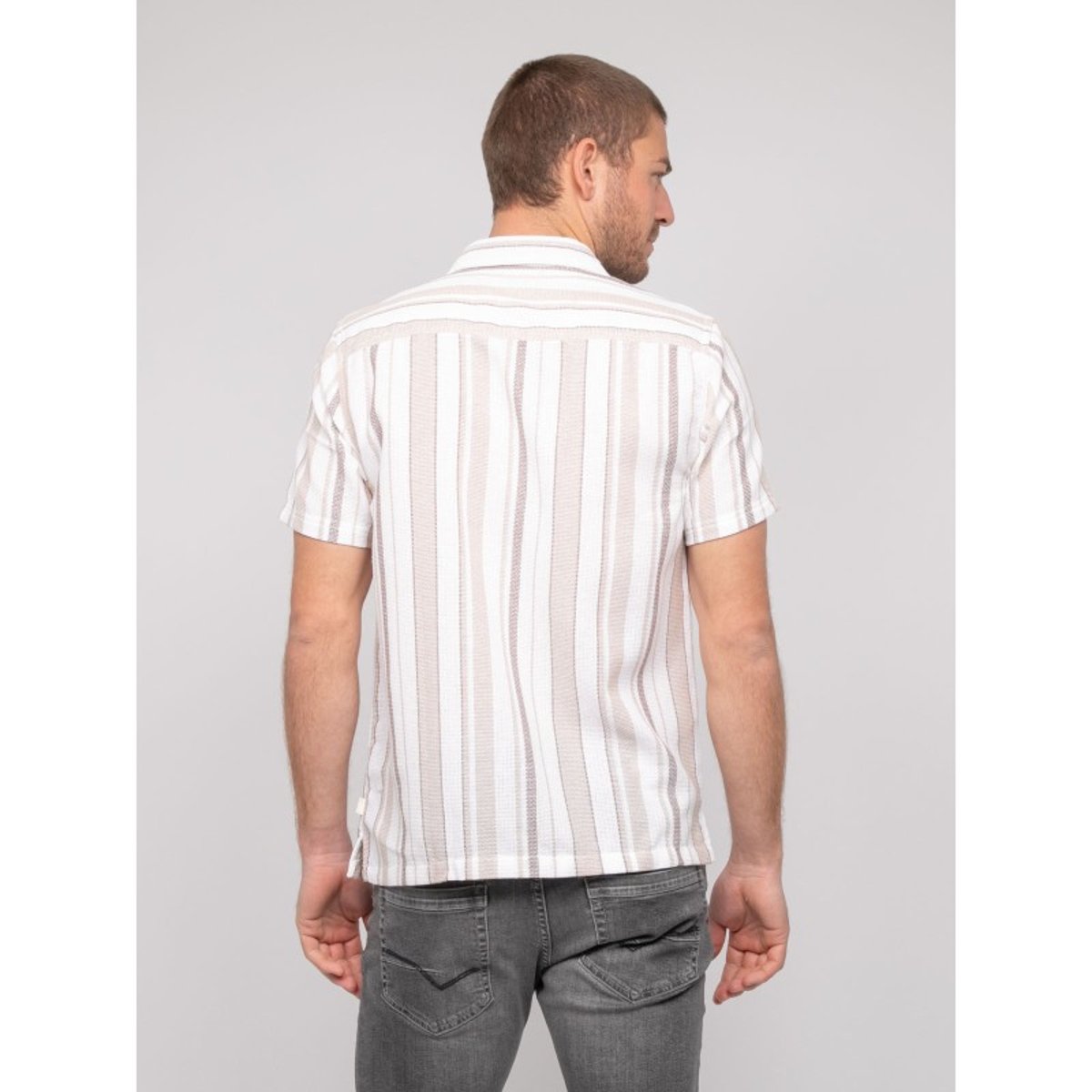 Chemise Manches Courtes Rayures Douparico beige, RITCHIE