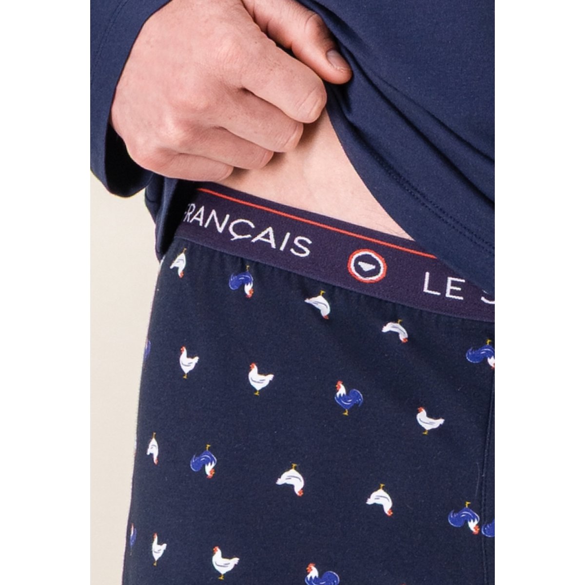 Ensemble pyjama haut et pantalon à motif coq marine en coton Tony coq marine, LE SLIP FRANCAIS