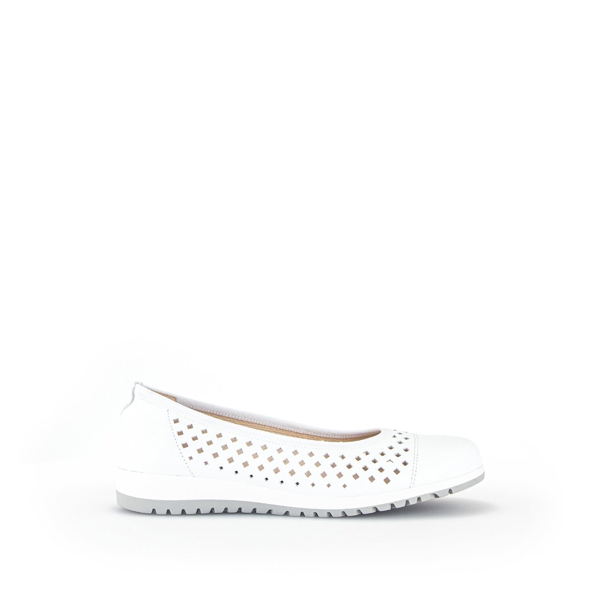 Ballerines en cuir lisse à talon compensé blanc, GABOR