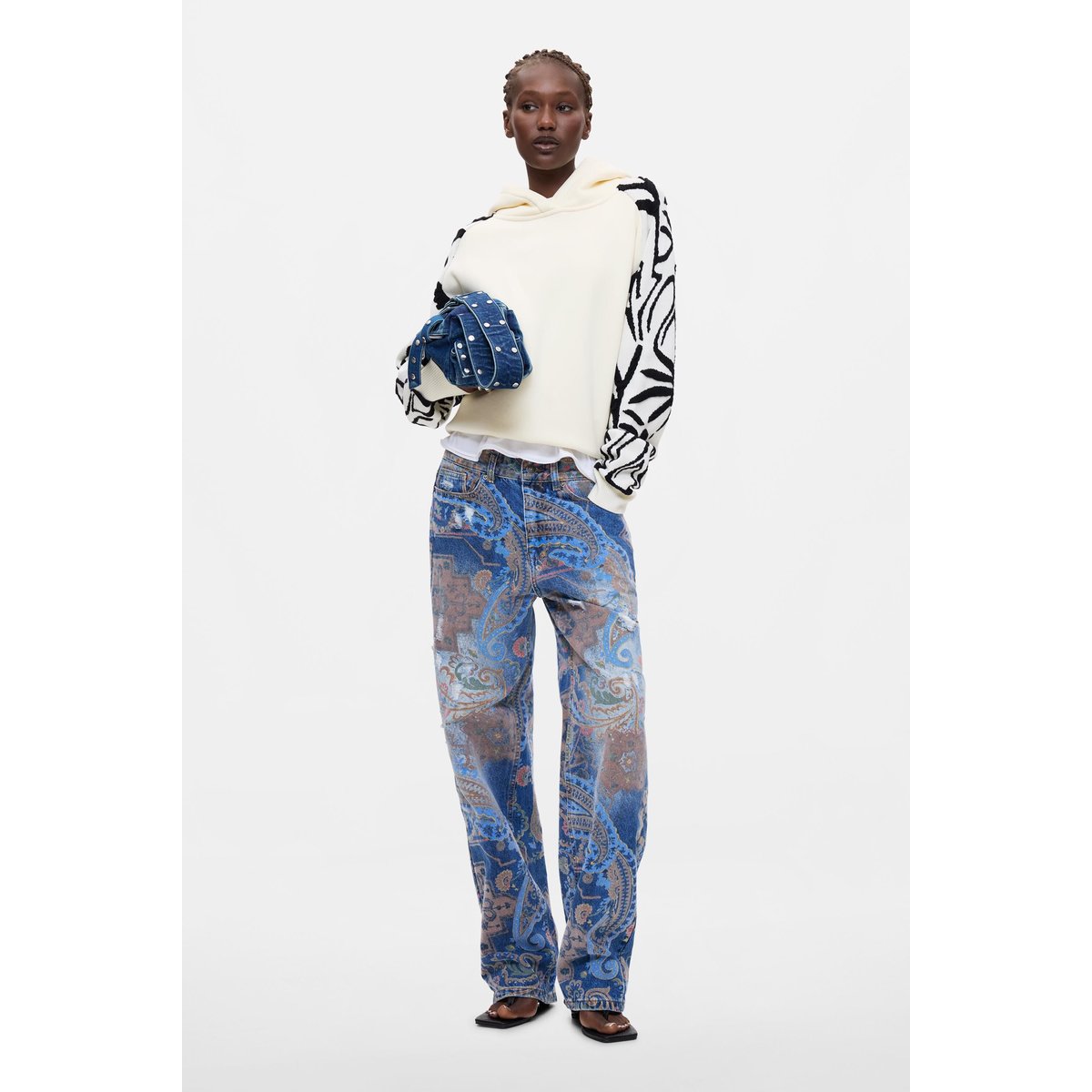 Sweat à motif floral 100 % coton blanc, DESIGUAL