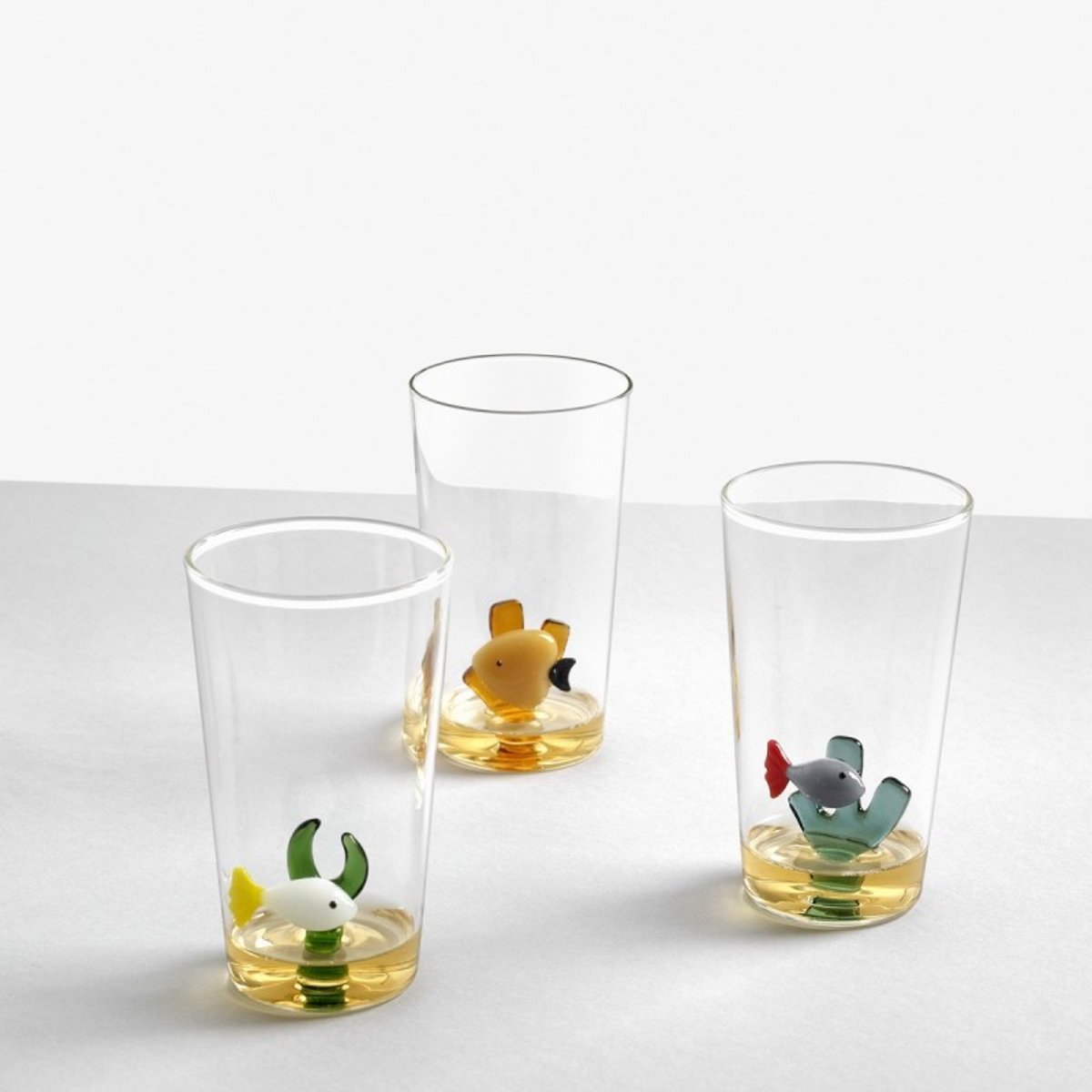 Verre poisson long drink  MARINE GARDEN green fish multicolore, ICHENDORF