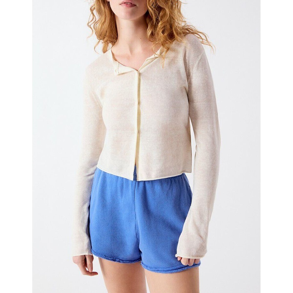 Cardigan col rond manches longues, EPAKY ecru, AMERICAN VINTAGE