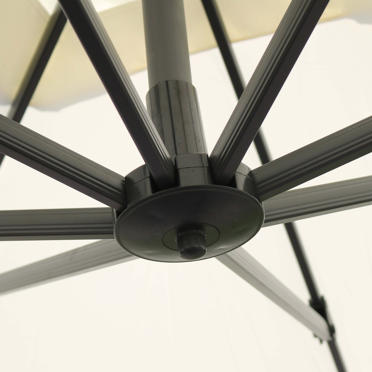 Parasol déporté 3 x 3m inclinable rotatif et 4 dalles lestées, MALAGA ecru, OVIALA