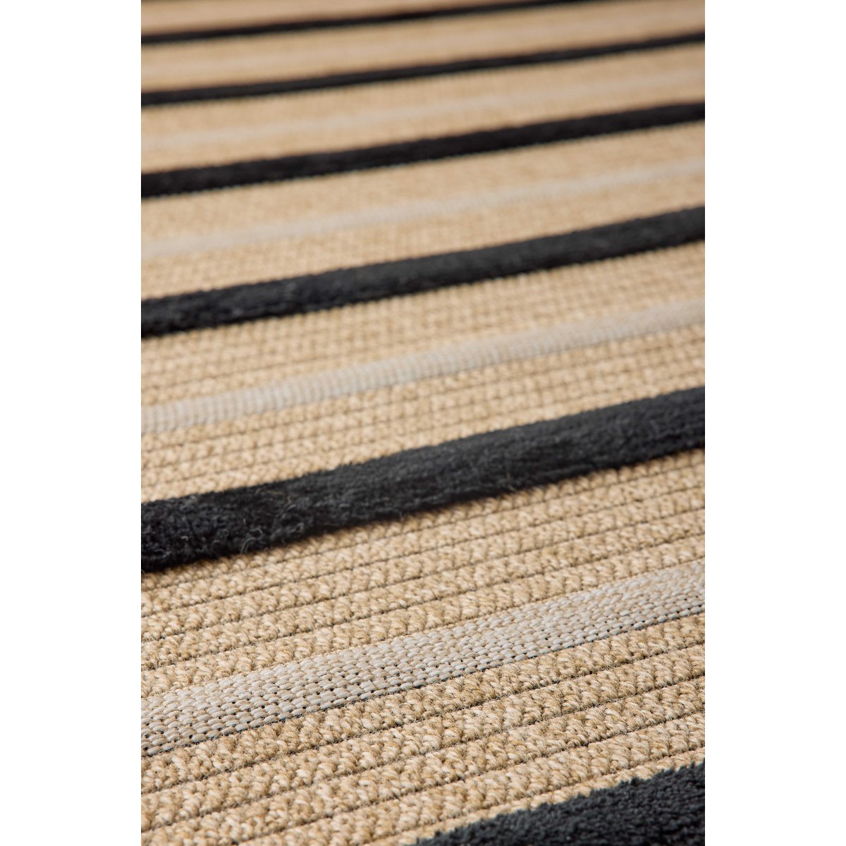 Tapis interieur jute à rayures PALMA beige et noir, NAZAR RUGS