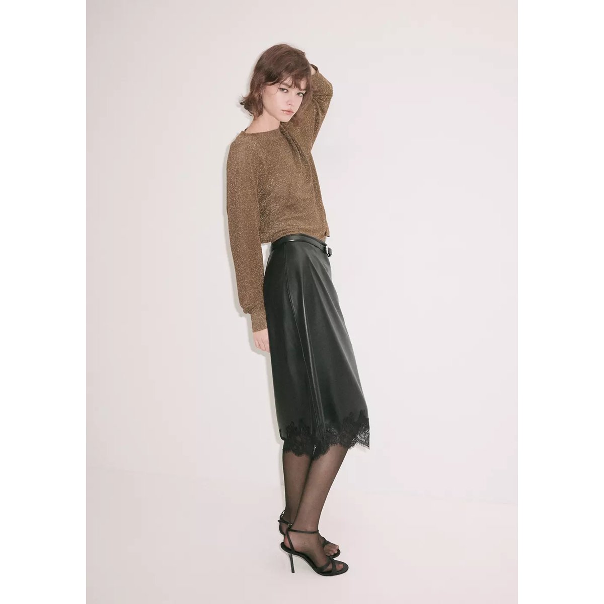 Pull-over fil textile or, MANGO