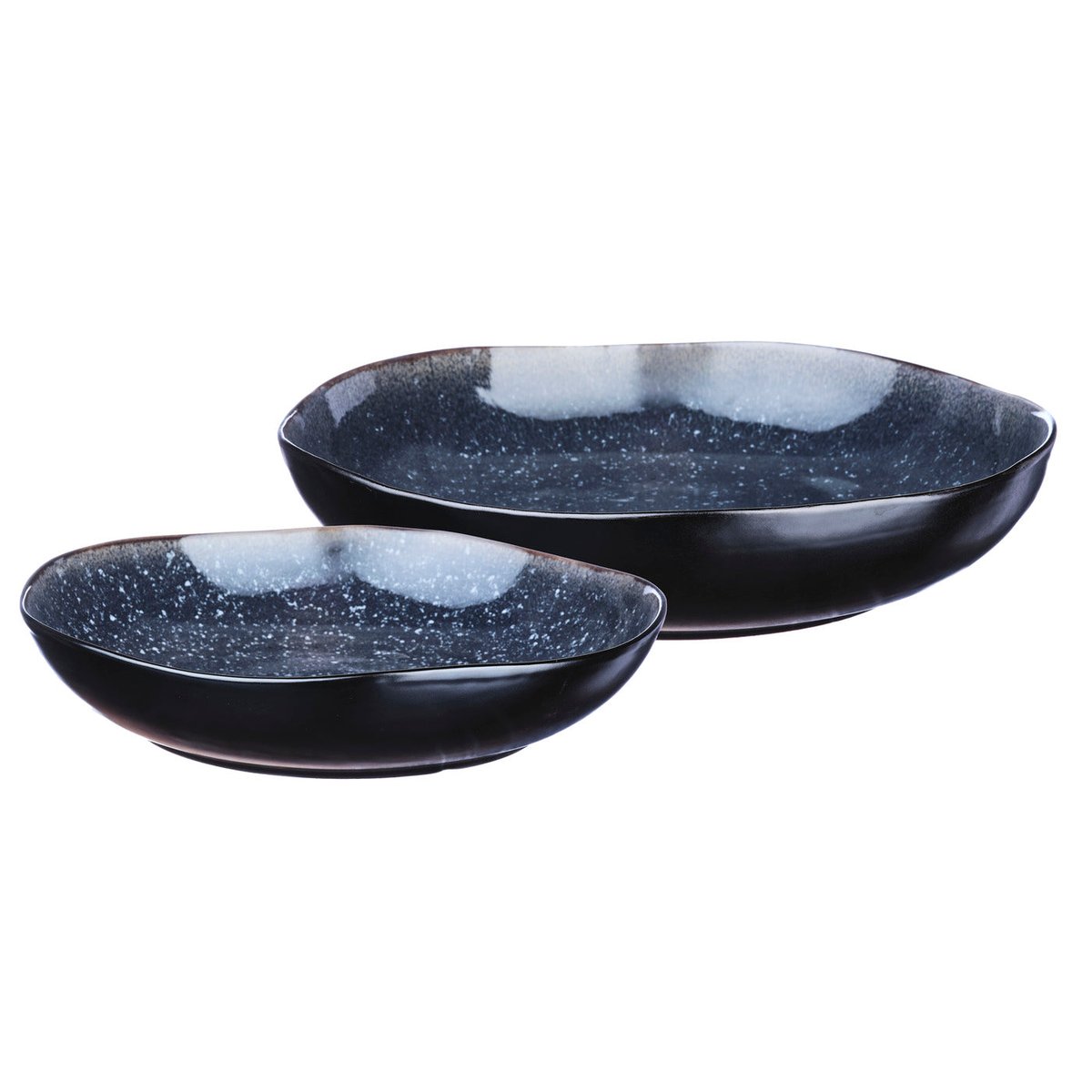 Lot de 2 corbeilles à fruits en grès, IRIS bleu foncé, BJORN