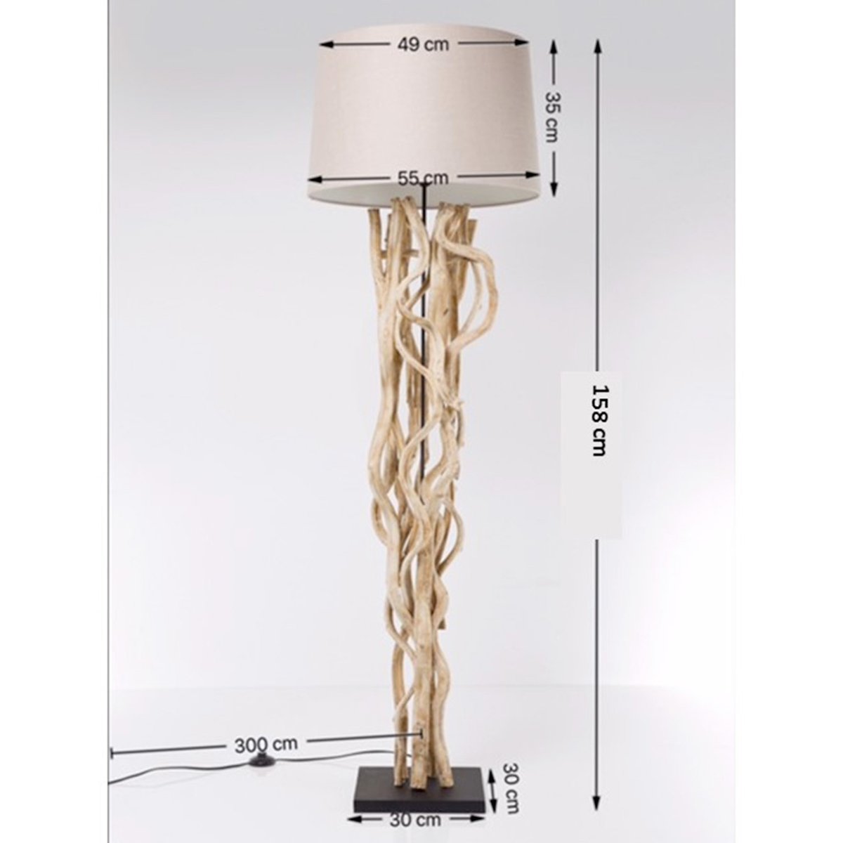 Lampadaire en acacia et coton, SCULTRA bois, KARE DESIGN