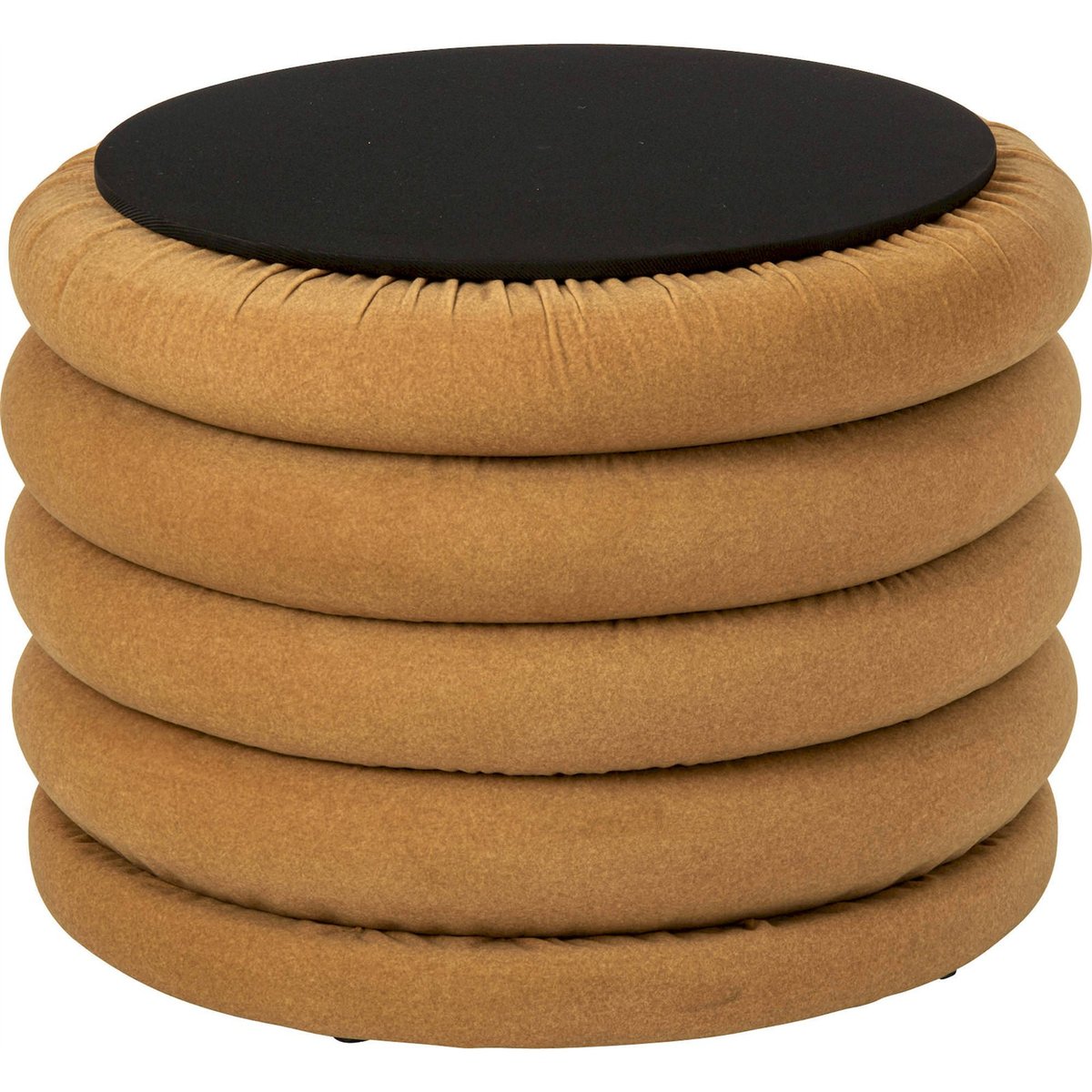 Pouf rond en tissu ocre, RECOLLECTION