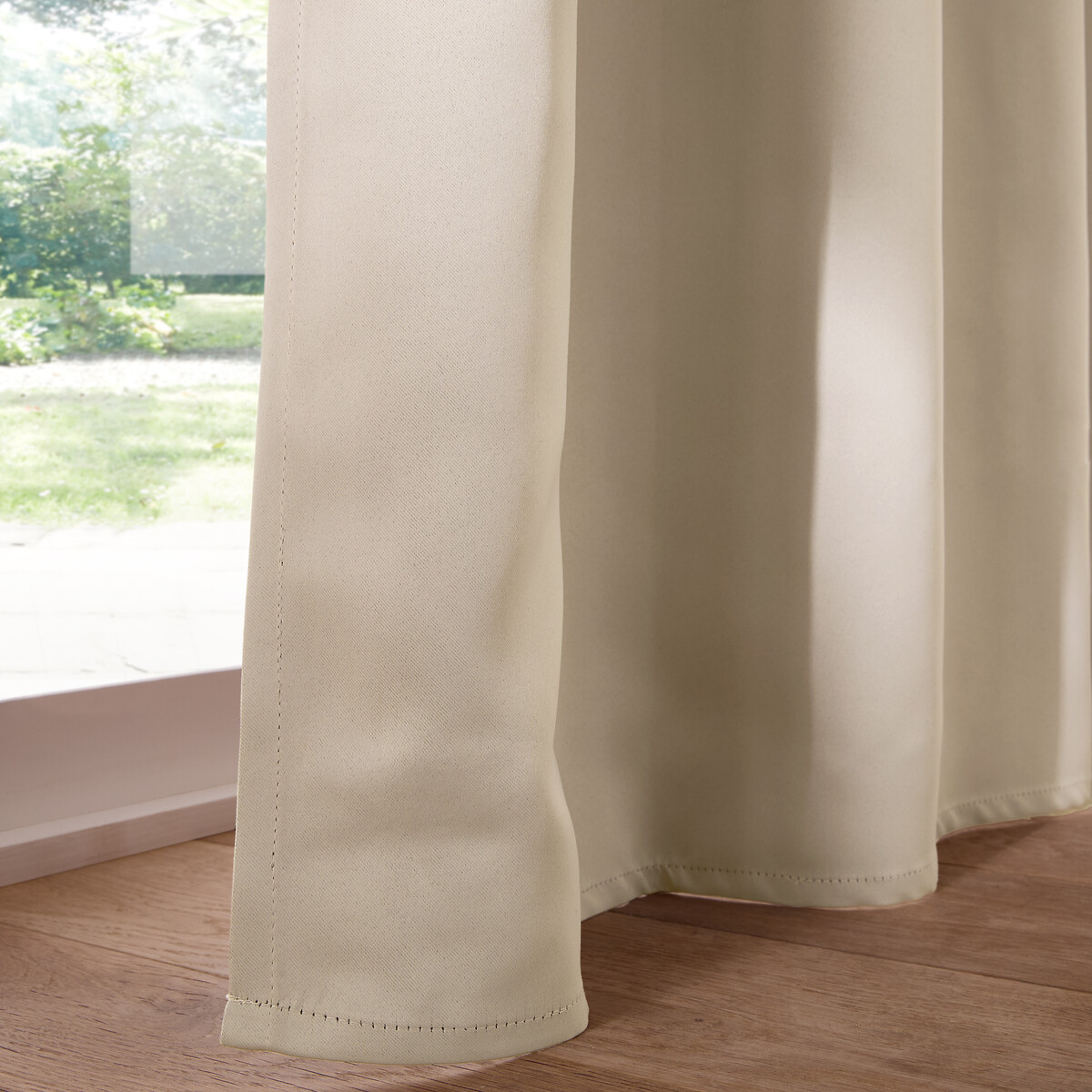 Rideau occultant, à galon fronceur et wave, VODA beige taupe clair, LA REDOUTE INTERIEURS