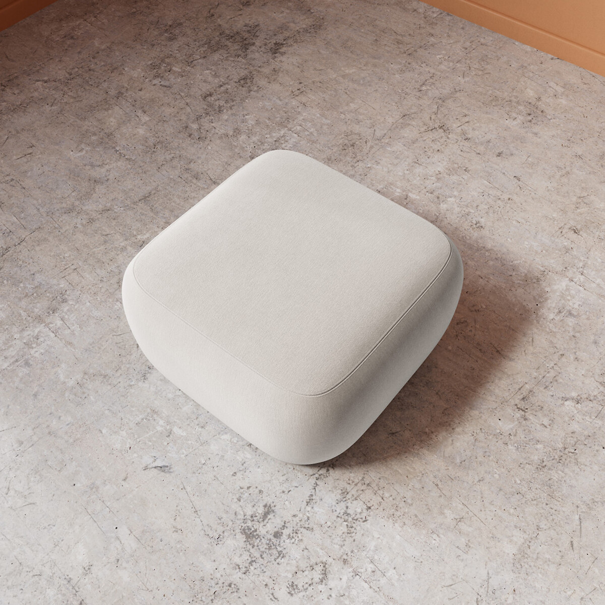 Alban Crushed Velvet Footstool ecru , SWOON