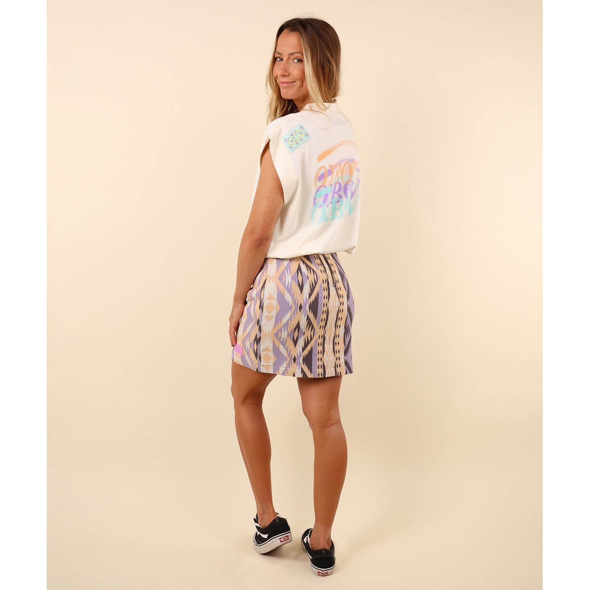 Mini jupe en jacquard tissé XODA corail, OXBOW