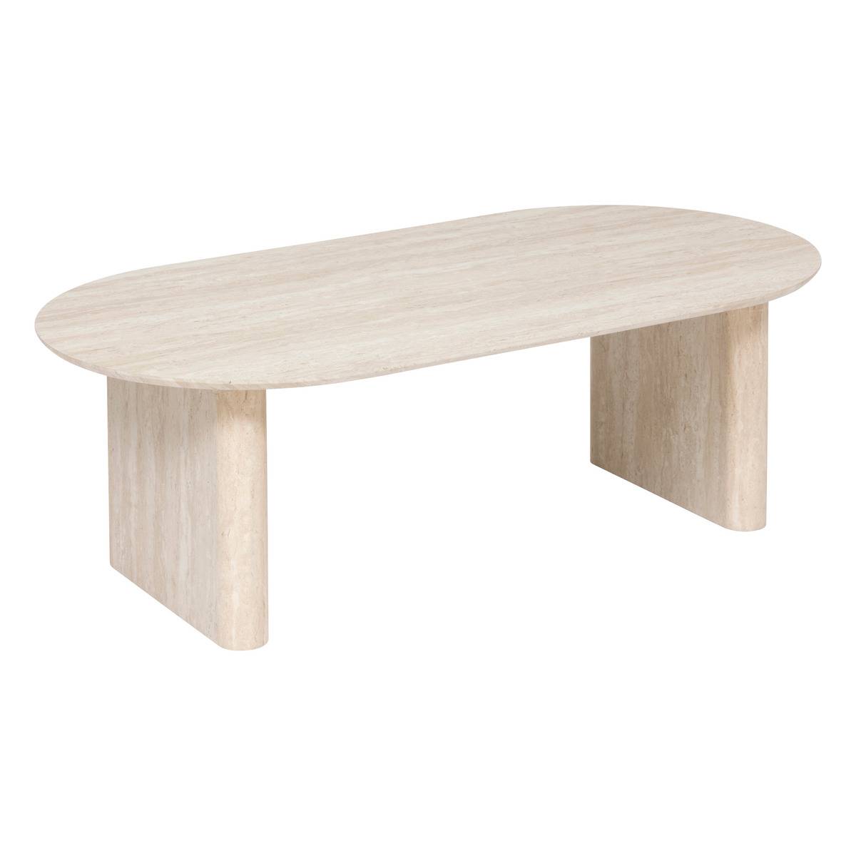 Table basse ovale effet travertin ANAYA beige, ATMOSPHERA