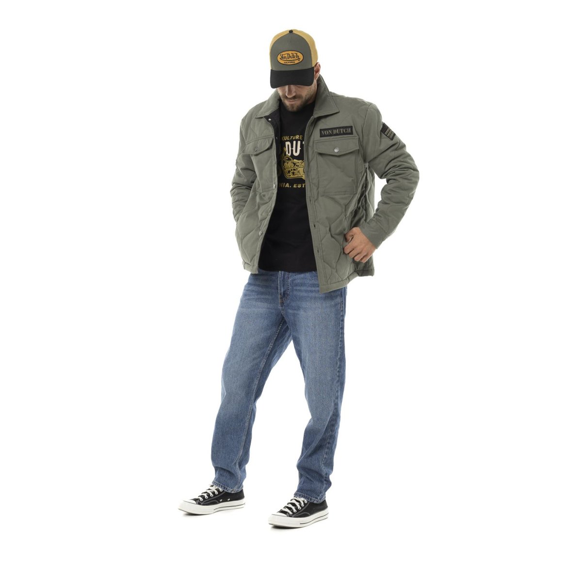 Veste coton HARPER kaki/noir, VON DUTCH