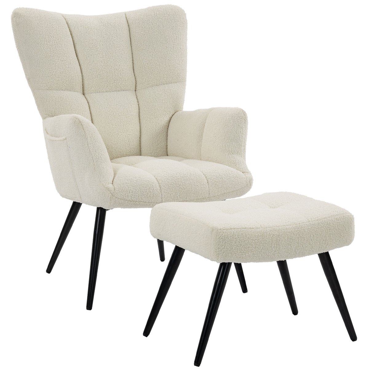 Fauteuil d'appoint avec repose-pieds Peluche beige, HOMCOM
