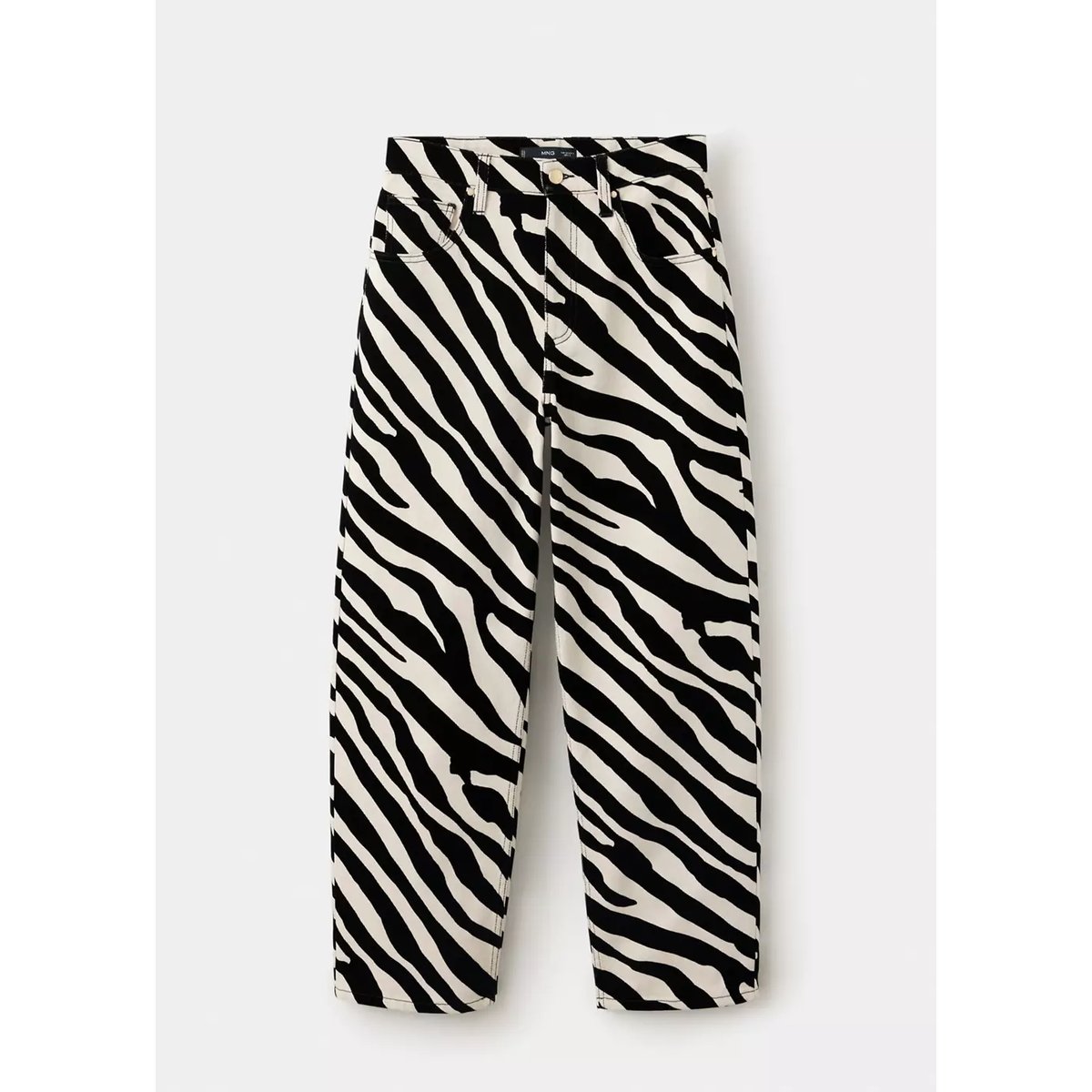 Pantalon ballon imprimé zèbre blanc cassé, MANGO