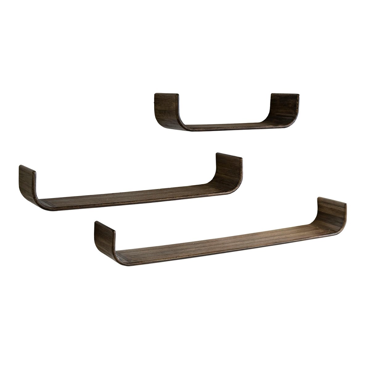 Étagère en U bois de teck recyclé foncé (lot de 3) YOGI bois naturel, PIER IMPORT