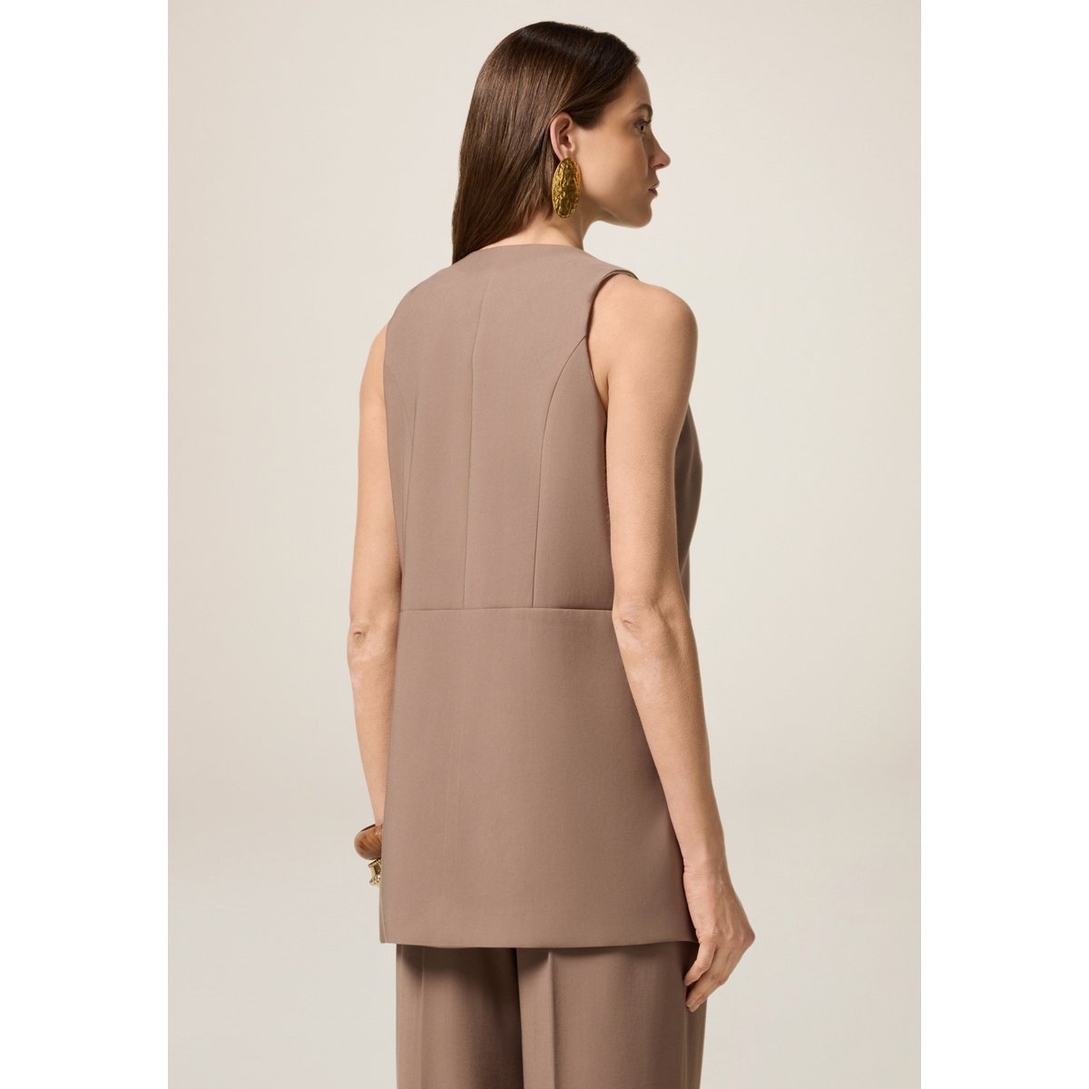 Gilet en tissu mélangé viscose marron, OLTRE