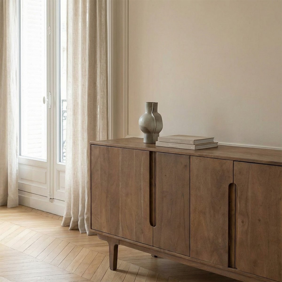 Buffet 4 portes en bois massif L150cm- BOGOR bois, DRAWER