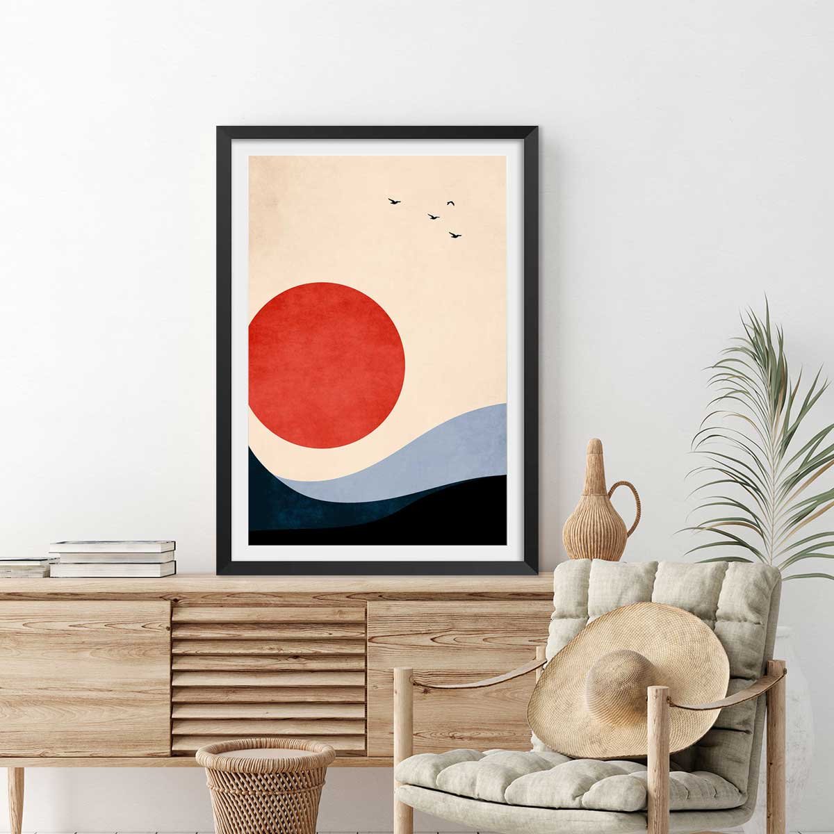 Affiche ""Memoire de vagues"" affiche + cadre en bois - noir, HEXOA