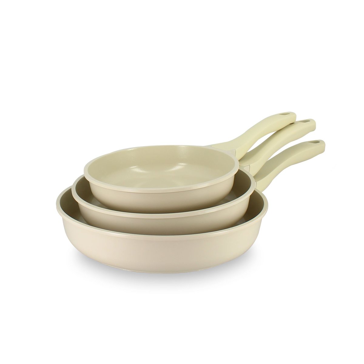 Set de 3 poêles en fonte d'aluminium, PURE beige, MENASTYL