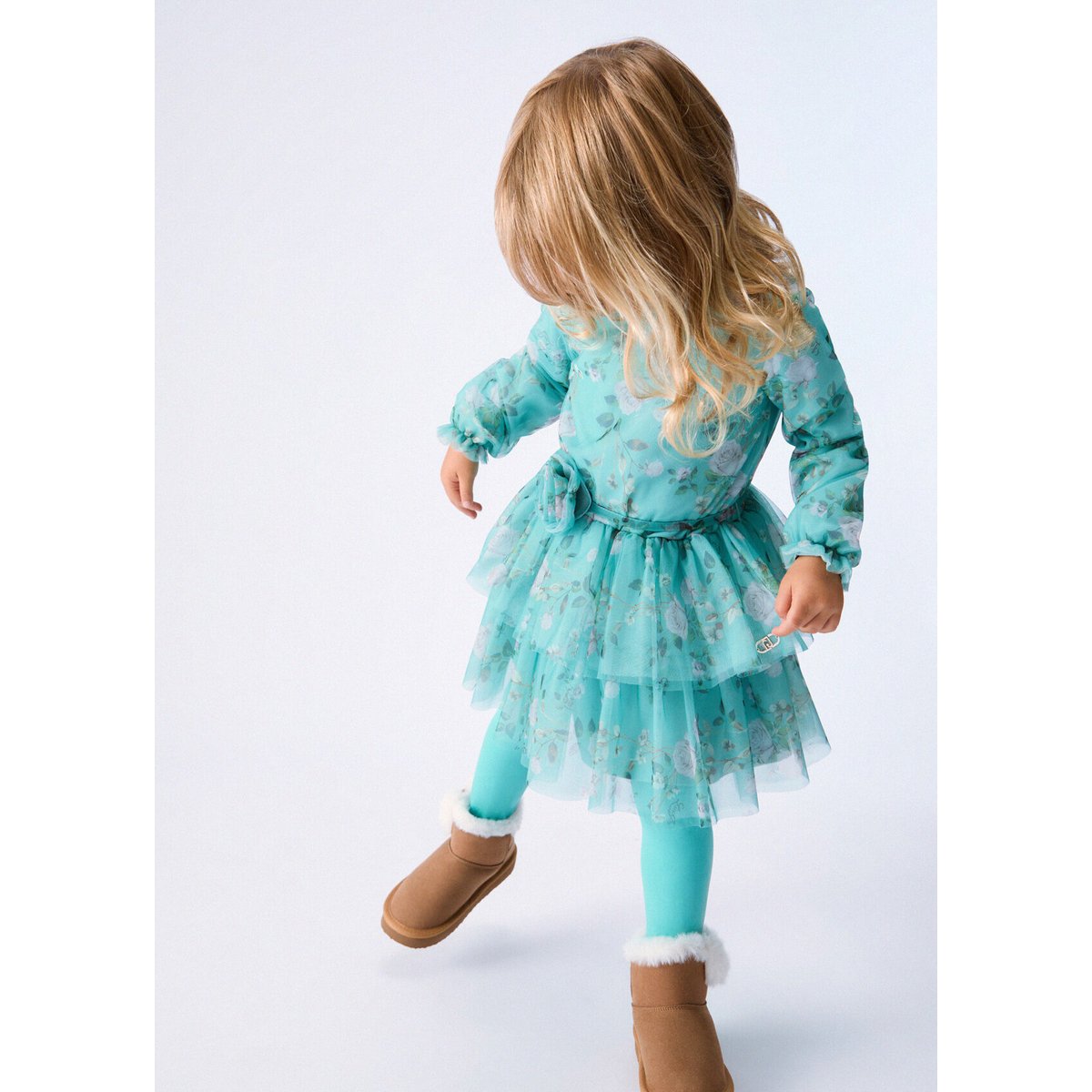 Robe courte en tulle imprimé vert, LIU JO